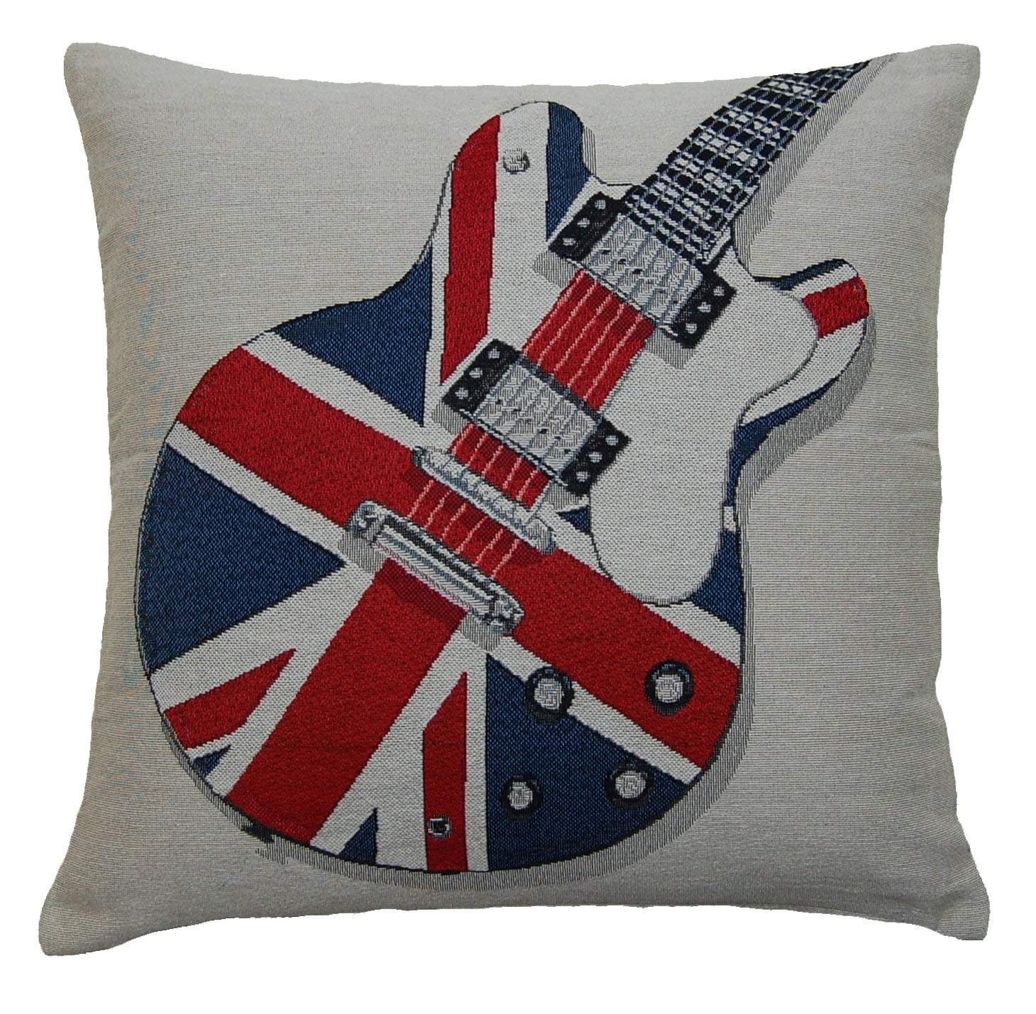 Vinyage Guitar with Union Jack 18 inch Square Cushion Cover