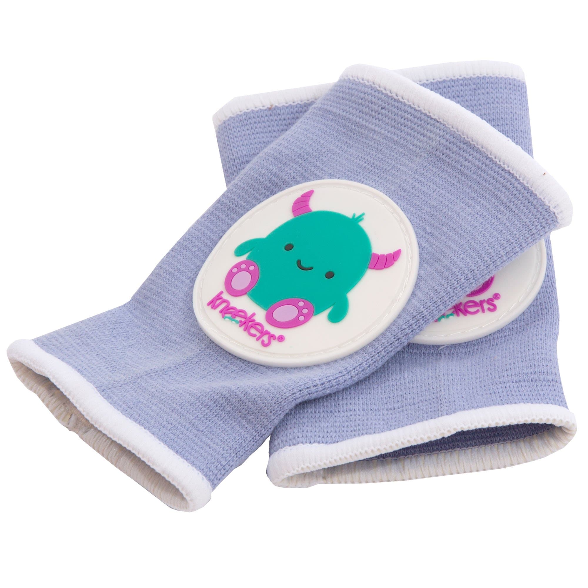 Ah Goo Baby Kneekers Baby Knee Pads for Crawling, Unisex, Little Monster Periwinkle Pattern, for Lean Legs