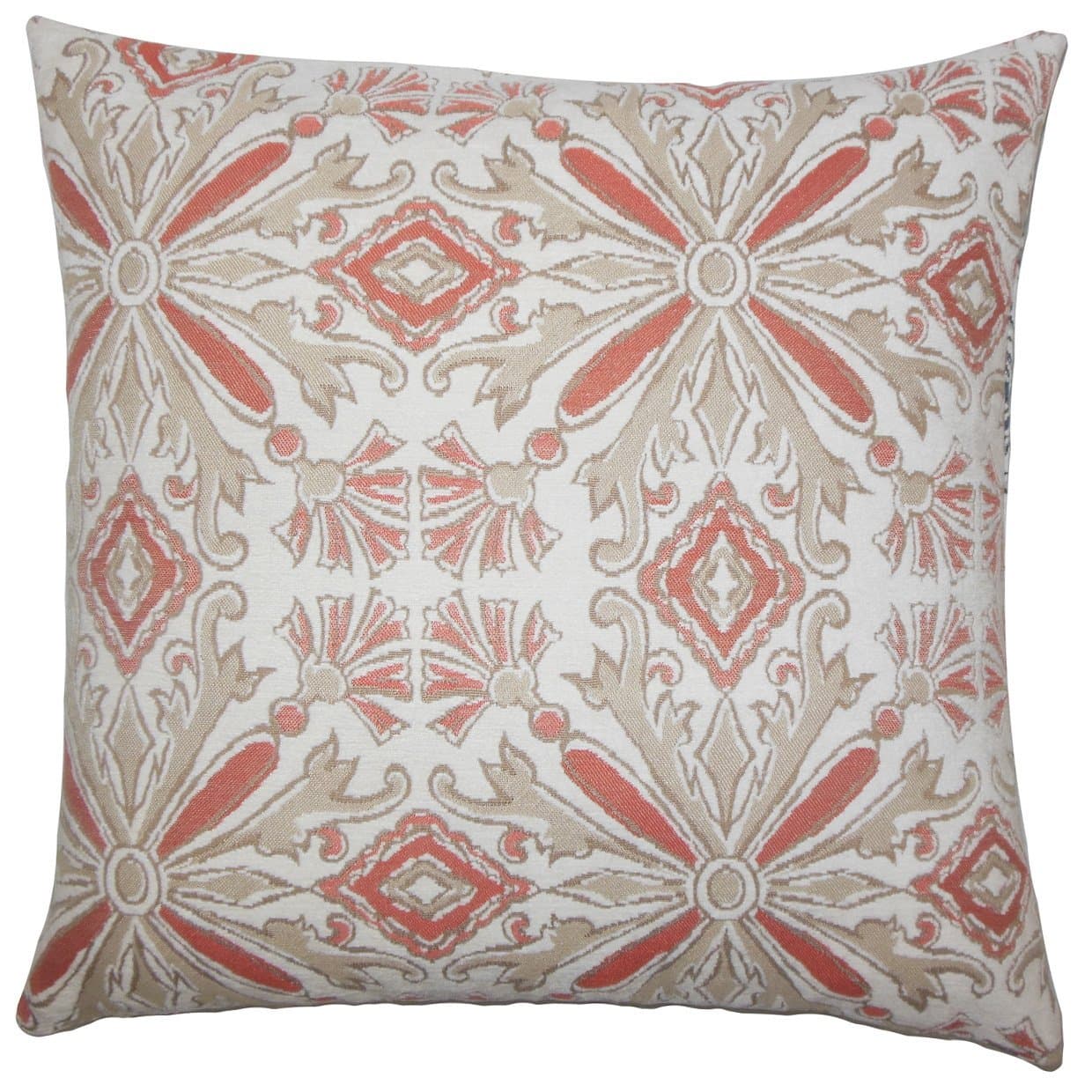 The Pillow Collection Esadowa Damask Bedding Sham Coral, Standard/20 x 26"