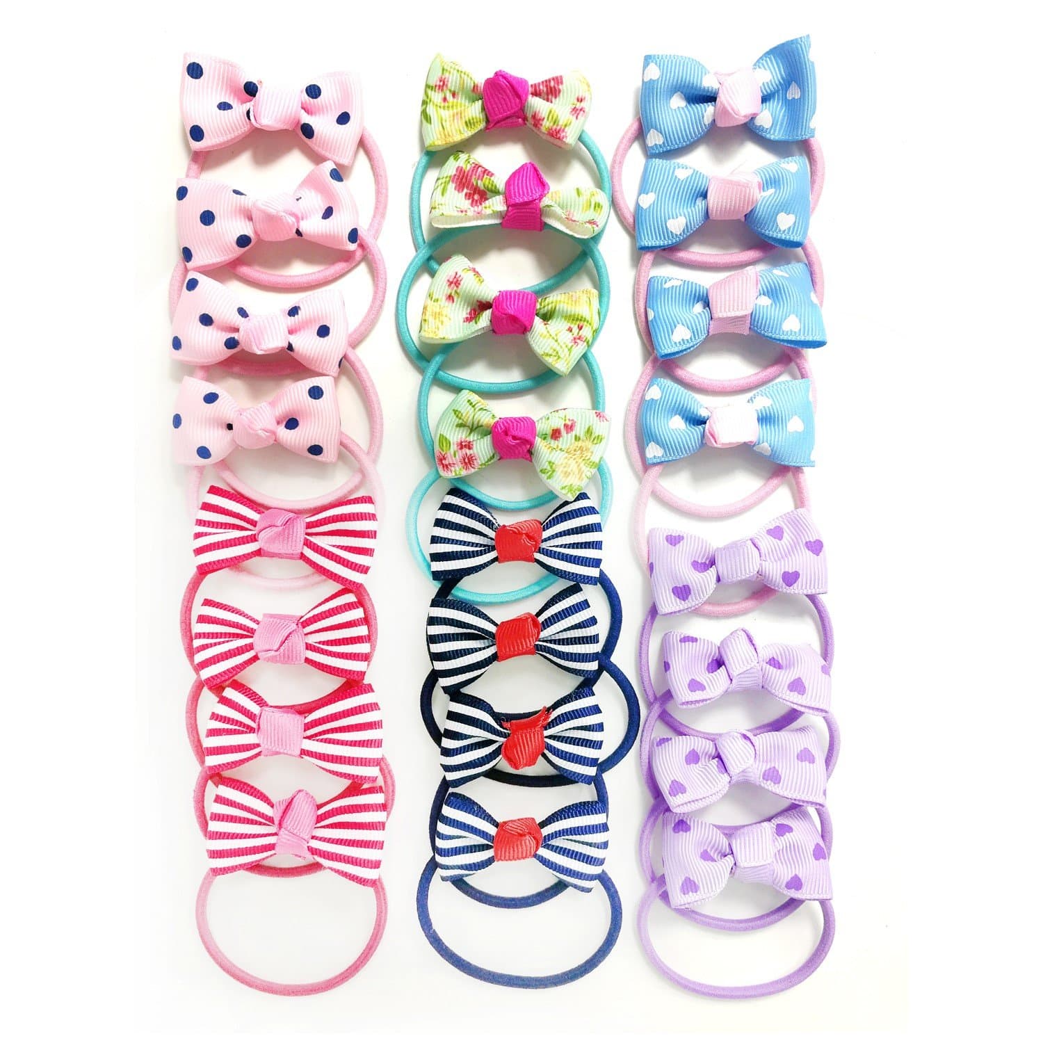 Hair Bows Elastic - Hair Bows for Girls Hair Ties Hair Band Rope Ring Tie Ponytail Holders Hair Bands Hair Accessories for Baby Girl 24pcs
