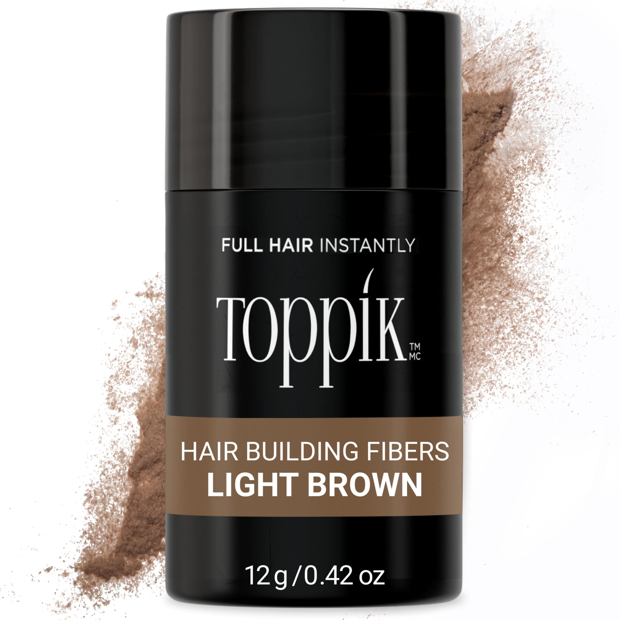 Toppik Hair Building Fibres Powder, for a Thicker-looking Hairline, Crown and Beard, Instant Thinning Concealer for Men and Women, Light Brown, 12 g