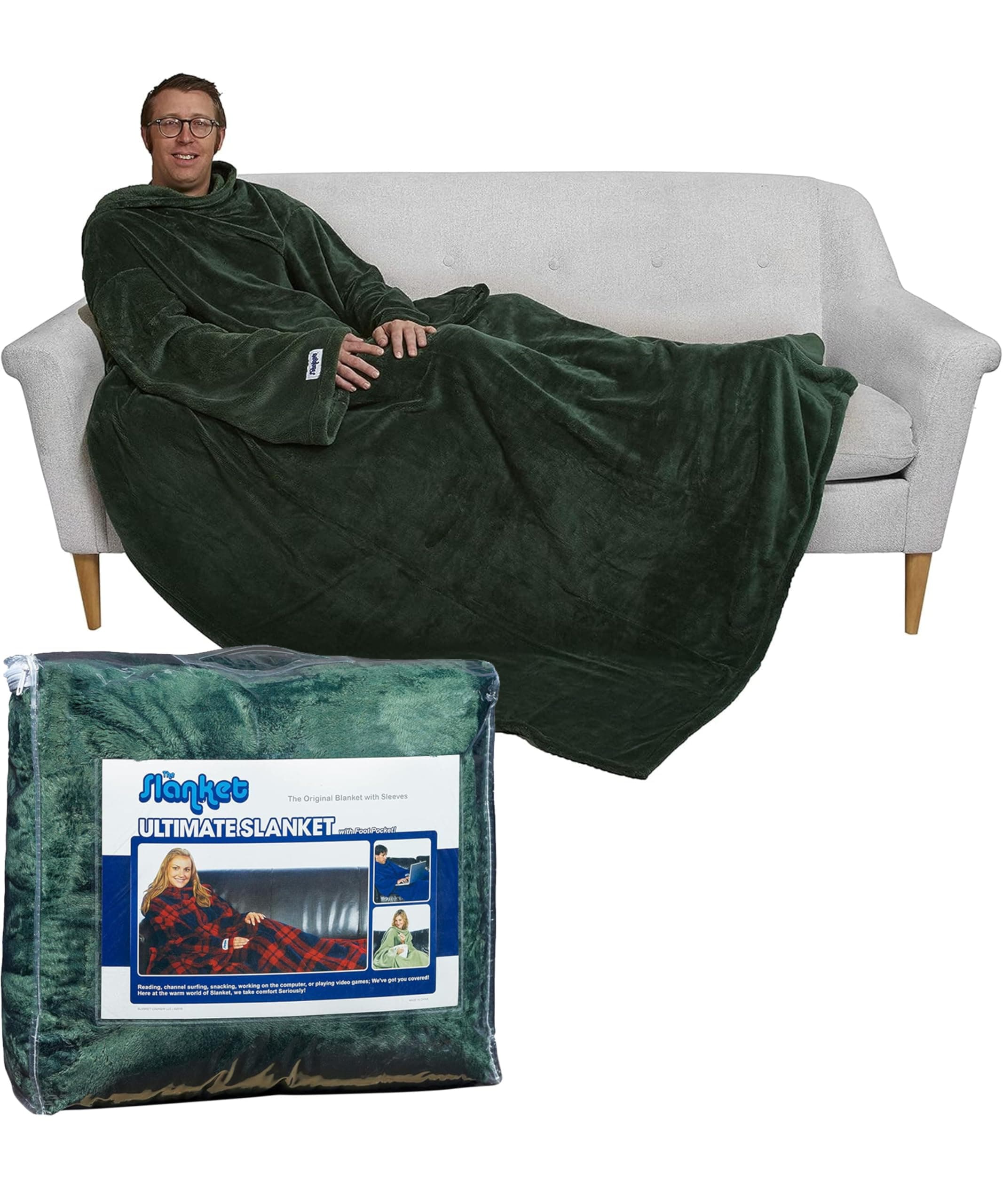Blanket with Sleeves - The Ultimate for Women & Men - Adults’ Blanket with Foot Pocket & Hand Pocket