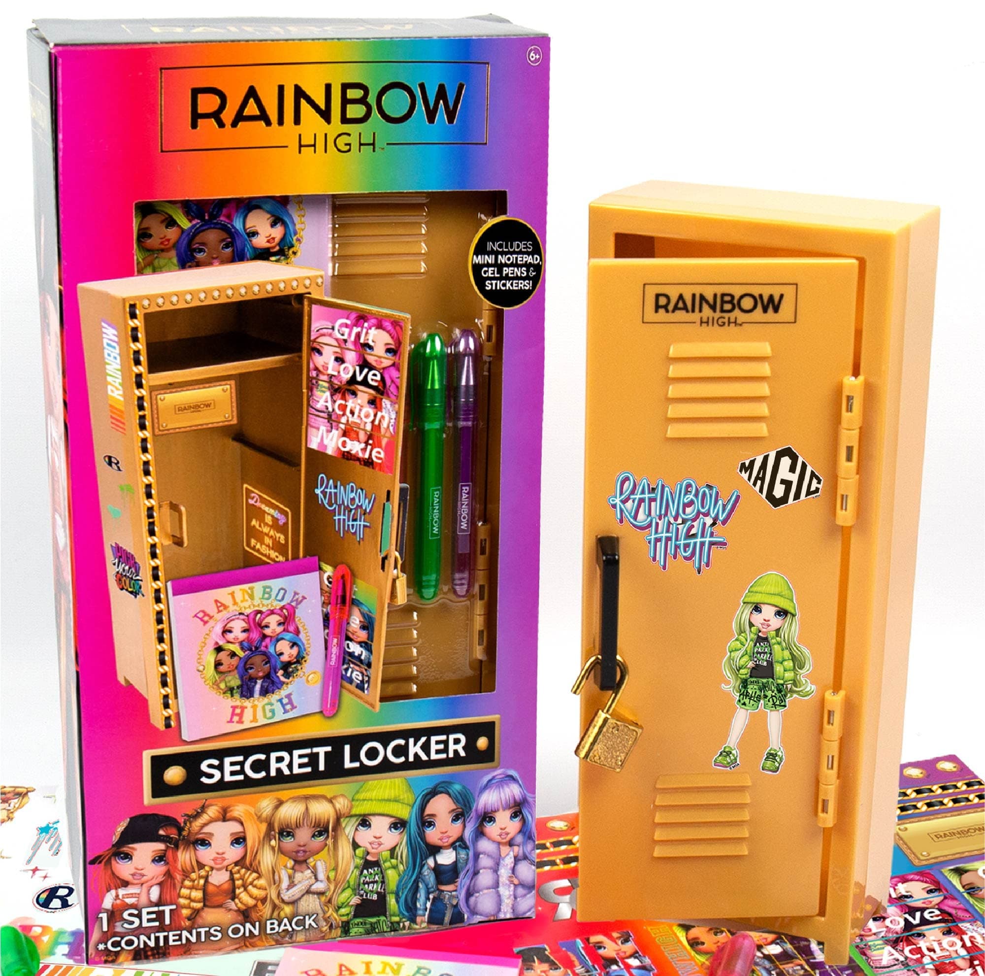 Rainbow High Secret Locker Stationery Set, Including Notepad, Gel Pens Stickers – Ages 6+