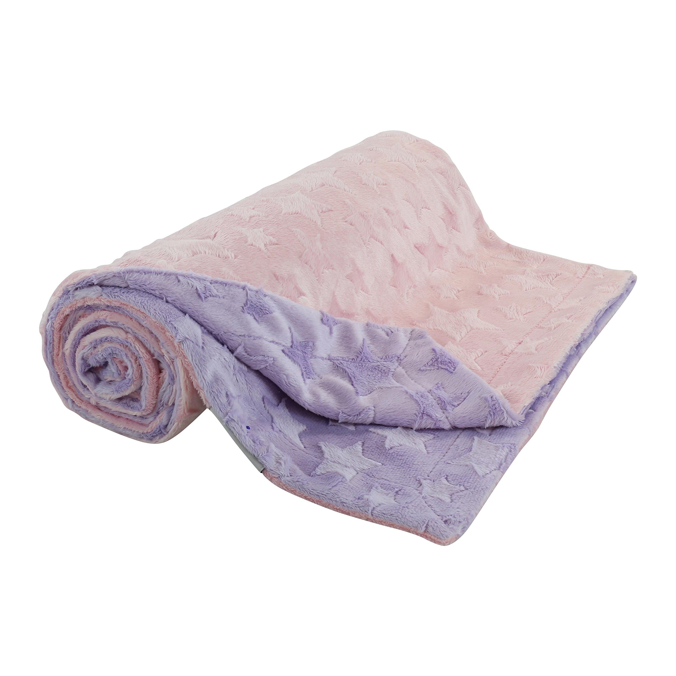 berry bebe Baby Blankets for Baby Girl, Ultra Soft and Cozy Mink Material with Star Design, Pink and Lavendar