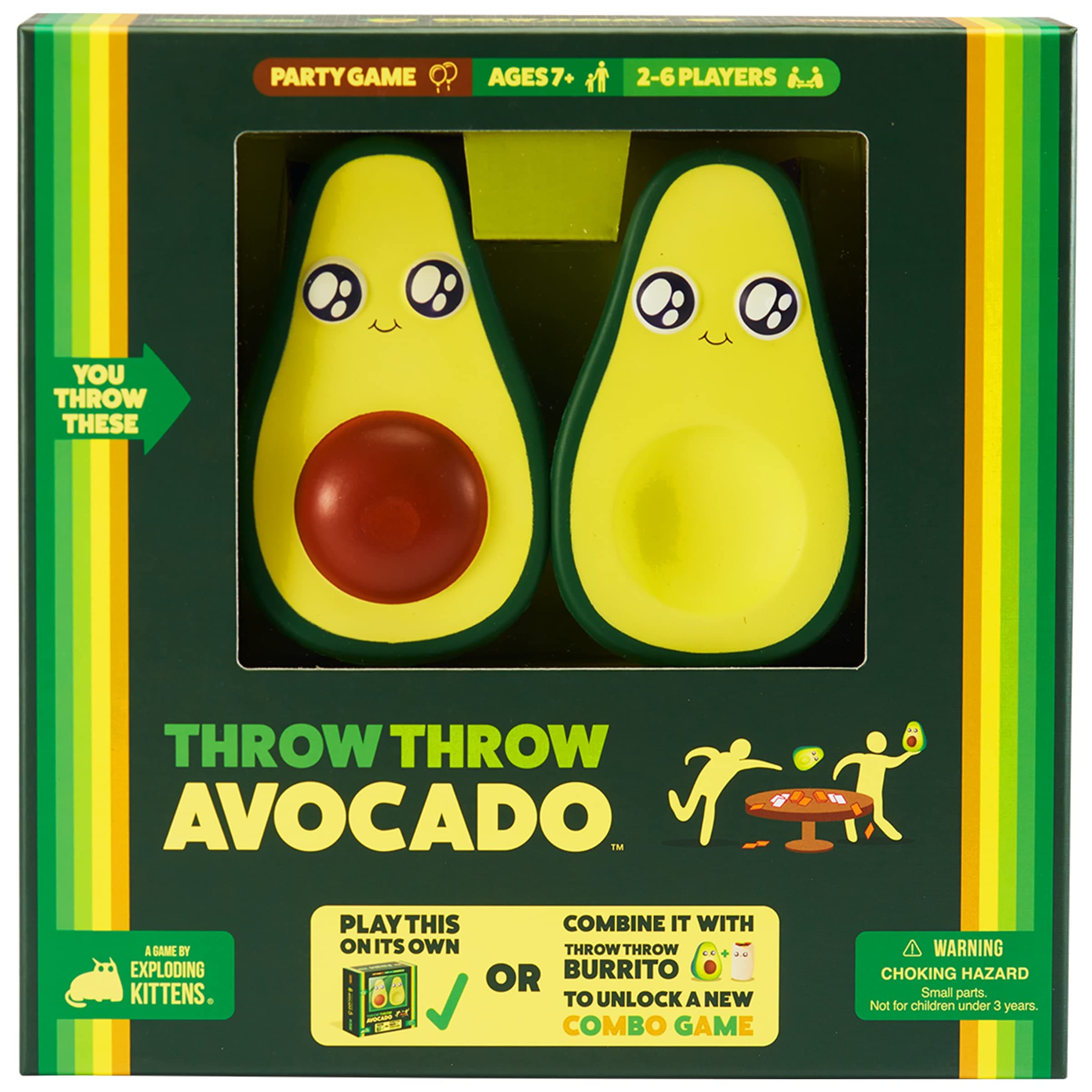 – Exploding Kittens - Throw Throw Avocado - 2-6 Players - Ages 7+ - 15 Minutes to Play - Dodgeball Card Game - Ideal for Party, Family Game Night, Kids and Adults