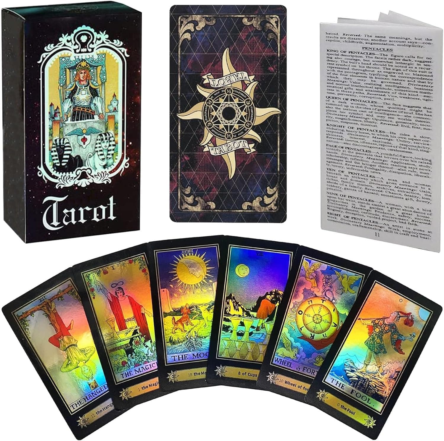 Tarot Cards for Beginners, Tarot Cards Deck Vintage 78 Pcs Cards, Divination Future Telling Game Card Set with Guide Book