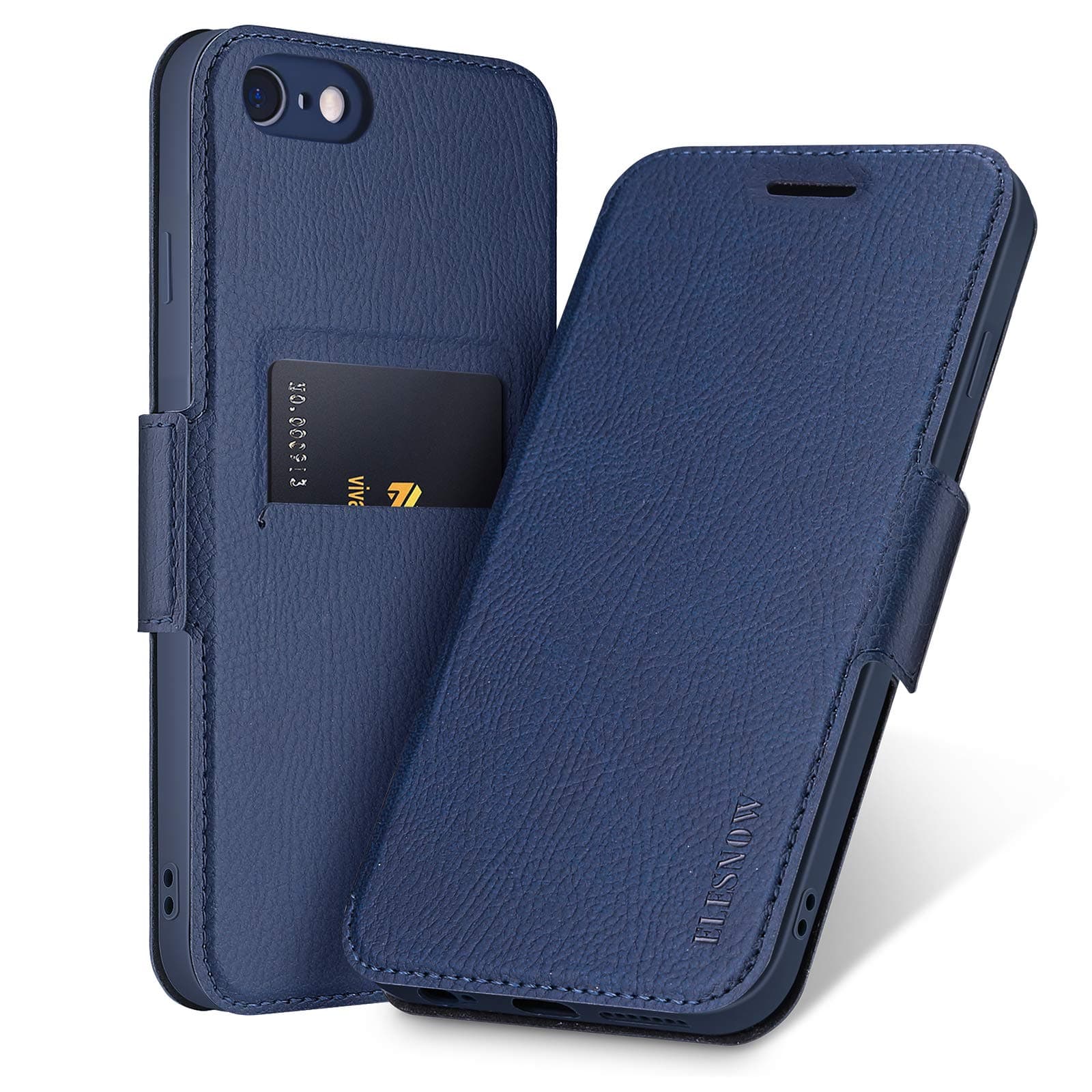 ELESNOW Case Compatible with iPhone 6 Plus / 6s Plus, Leather Magnetic Flip Cover with Card Slot Phone Case for Apple iPhone 6 Plus / 6s Plus (Blue)