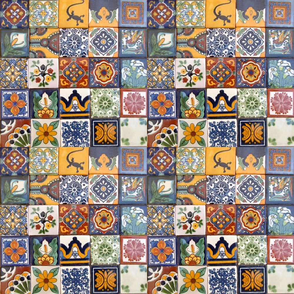 Tiletreasure 100 Designed Tiles Mexican Ceramic Assorted 2X2 INCH Tile