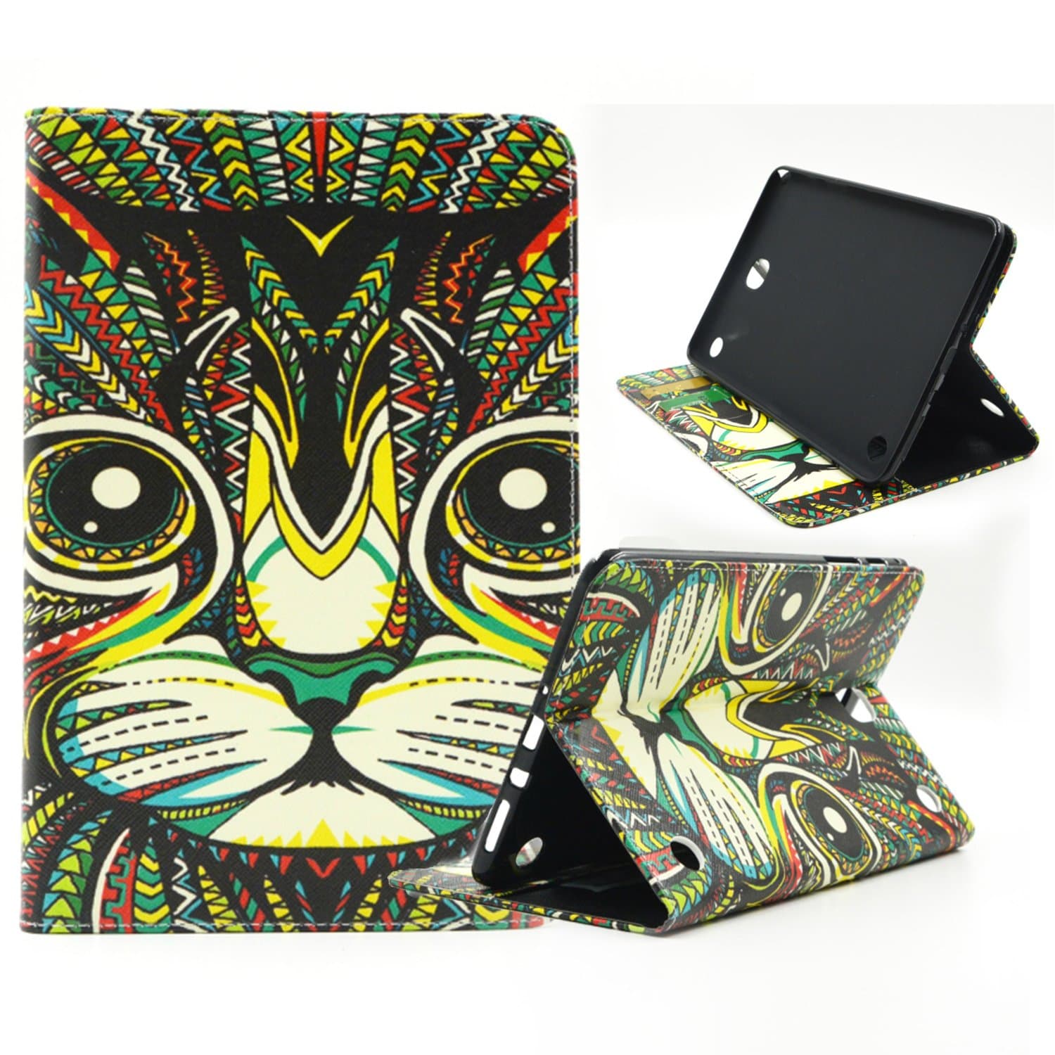 Galaxy T350 Cute Animal Creative Pattern Tablet Case, PU Leather Protective Stand Tablet Cover with Card Slots & Money Holder Shell for Samsung Galaxy Tab A 8.0 T350/P350, Cat Eyes