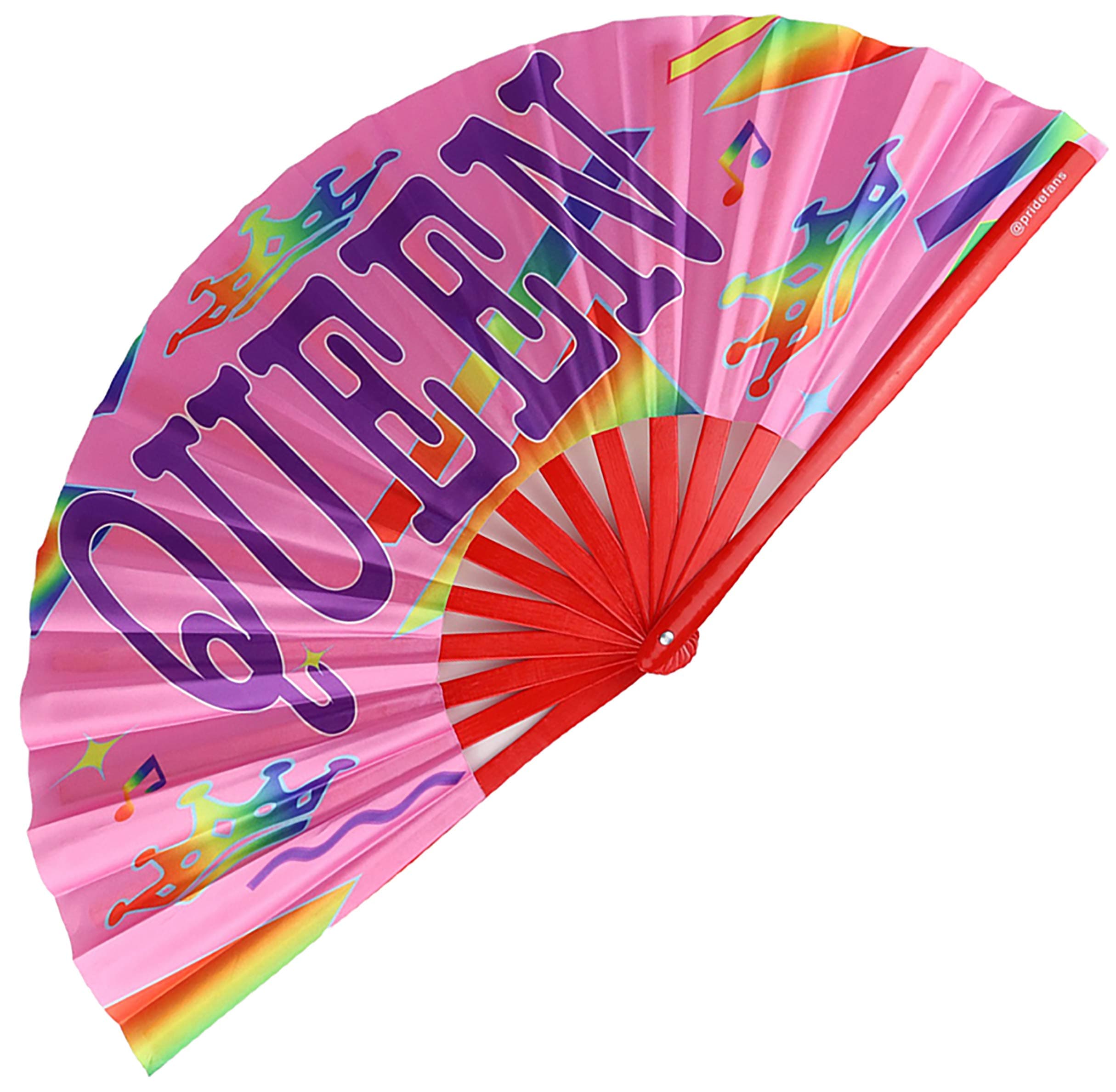 Pride Fans Drag Queen Fan Large Hand Fan Loud Clack Dance Fan Big Clap Drag Fan Rave Festival Fan Chinese Folding Fan for Men Women Club Drag Performance Dance Snap Fan