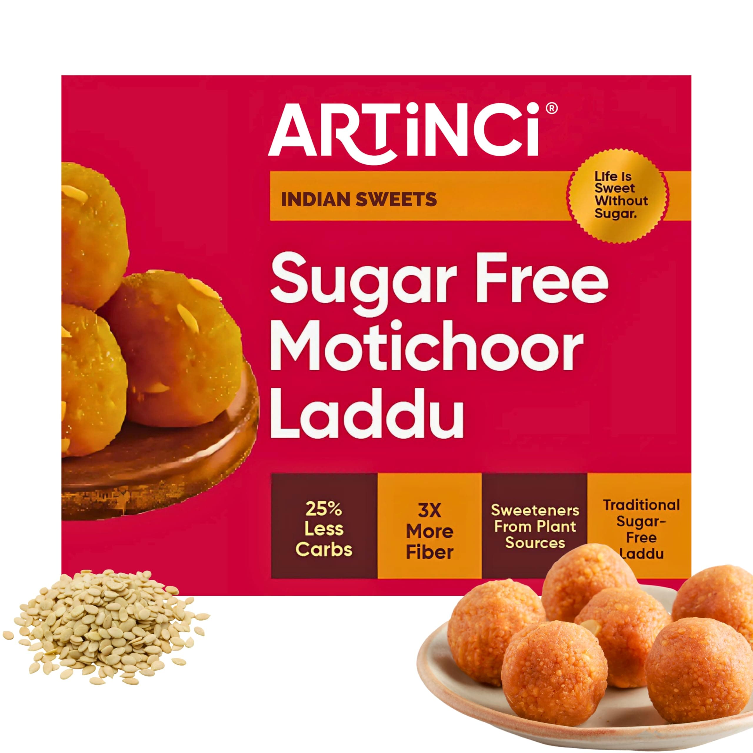 Sugar-Free Motichoor Laddu - Traditional Indian Sweet, Gluten-Free, High-Protein, Daibetic-Friendly, Healthy Dessert, Vegan-Friendly, Low-Glycemic, Nutritious