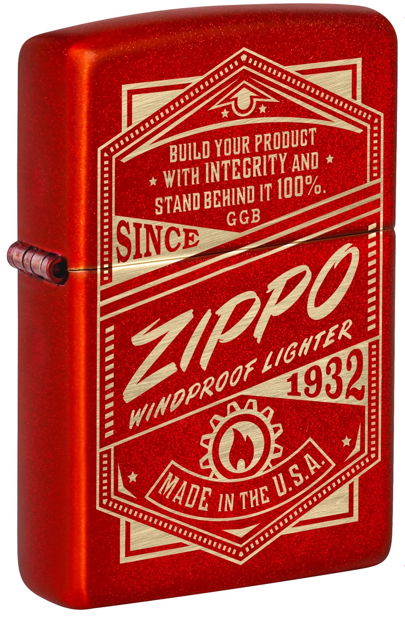 Zippo It Works Design Metallic Red Pocket Lighter