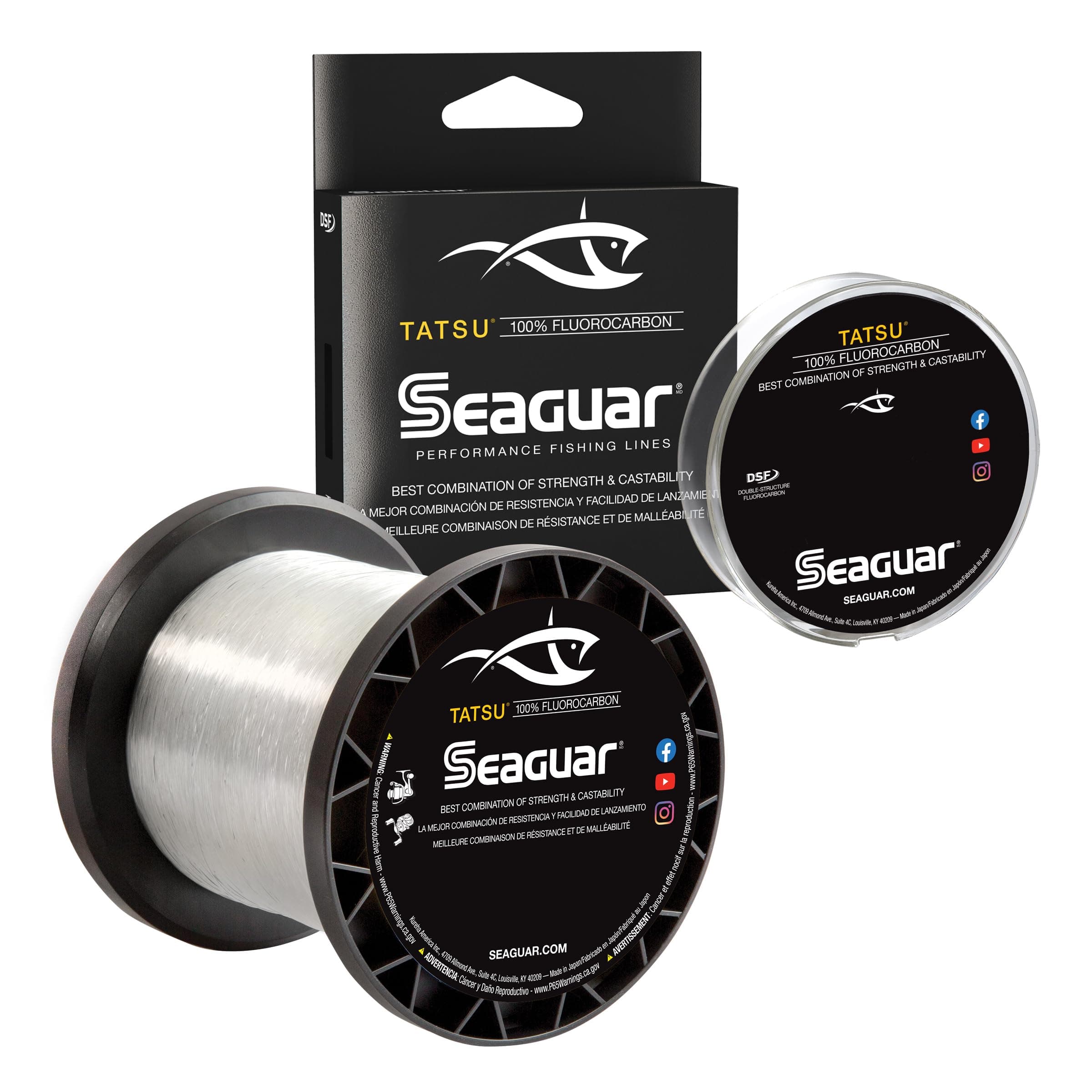 Seaguar Tatsu Fishing Line for Casting, & Live Bait, 100% Fluorocarbon, Clear, Multiple Sizes