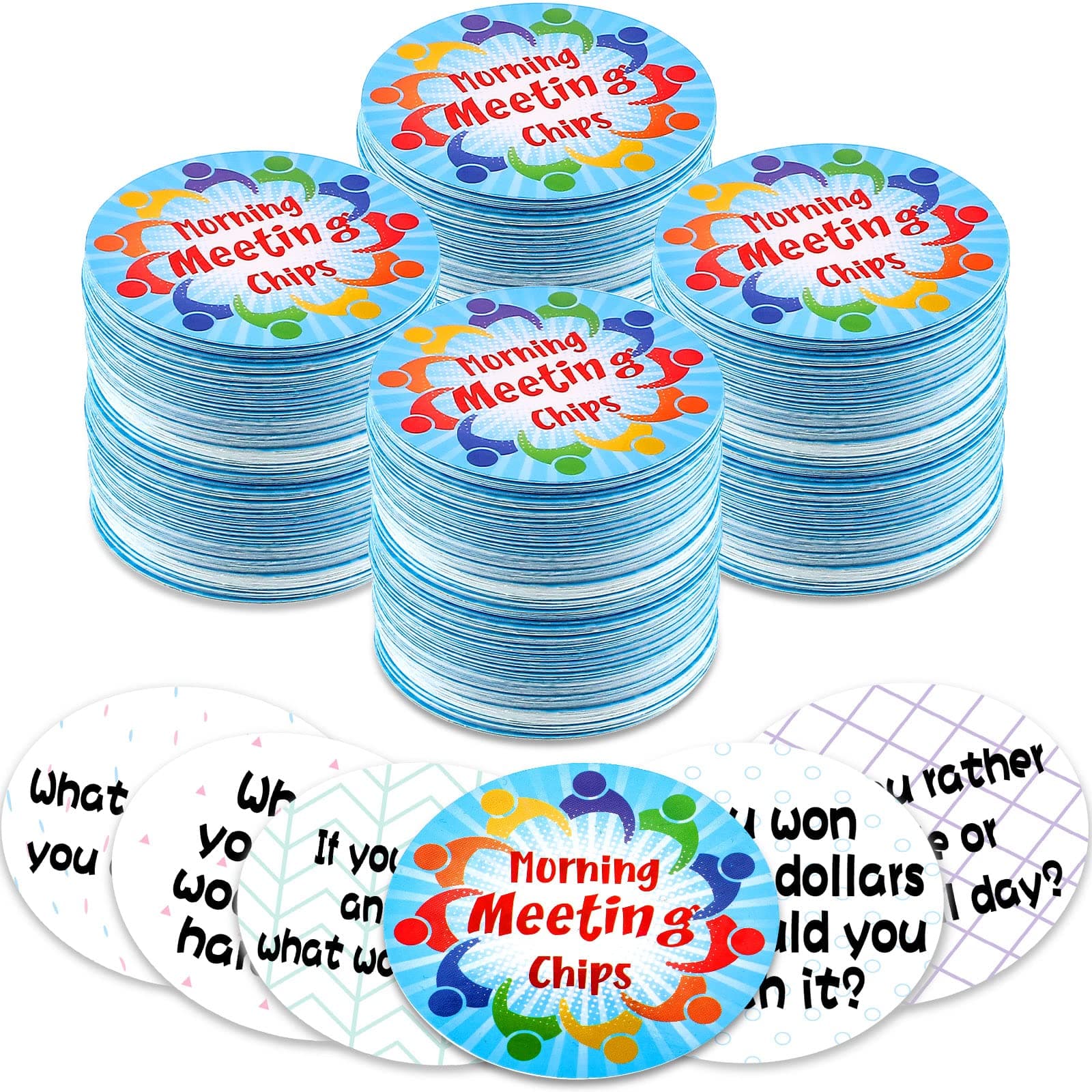 50 Styles 100 Pcs Morning Meeting Chips for Kids, Student Response Cards Social Skill Cards Conversation Starters Classroom Question Idea Cards for Elementary Learn Communication Listening Vocabulary
