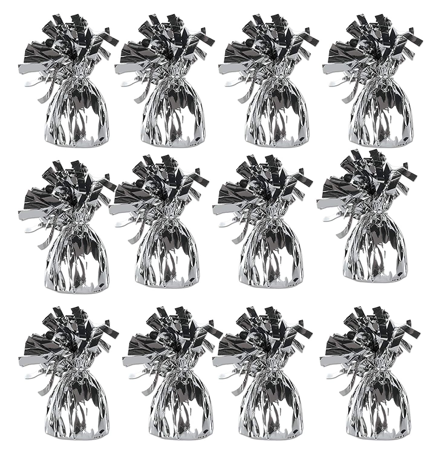 Silver Metallic Balloon Weight for Helium Balloons (Pack of 12)