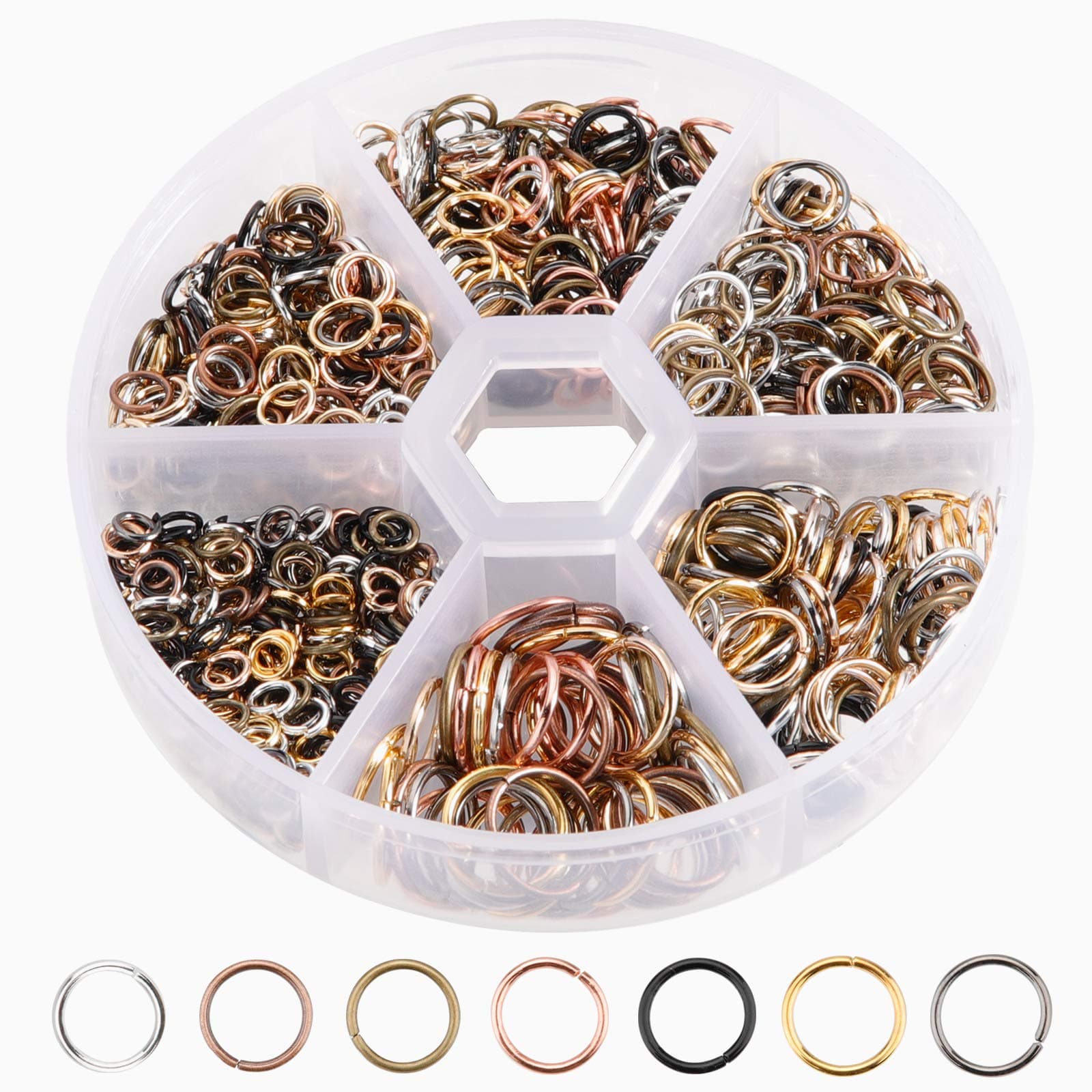 About 970 PCS Open Jump Rings 7 Colors Split Rings 4/5/6/7/8/10mm Close But Unsoldered Jump Rings with Plastic Box Can Be Used for Jewelry Making Accessory, Earrings, Necklaces, Bracelet DIY