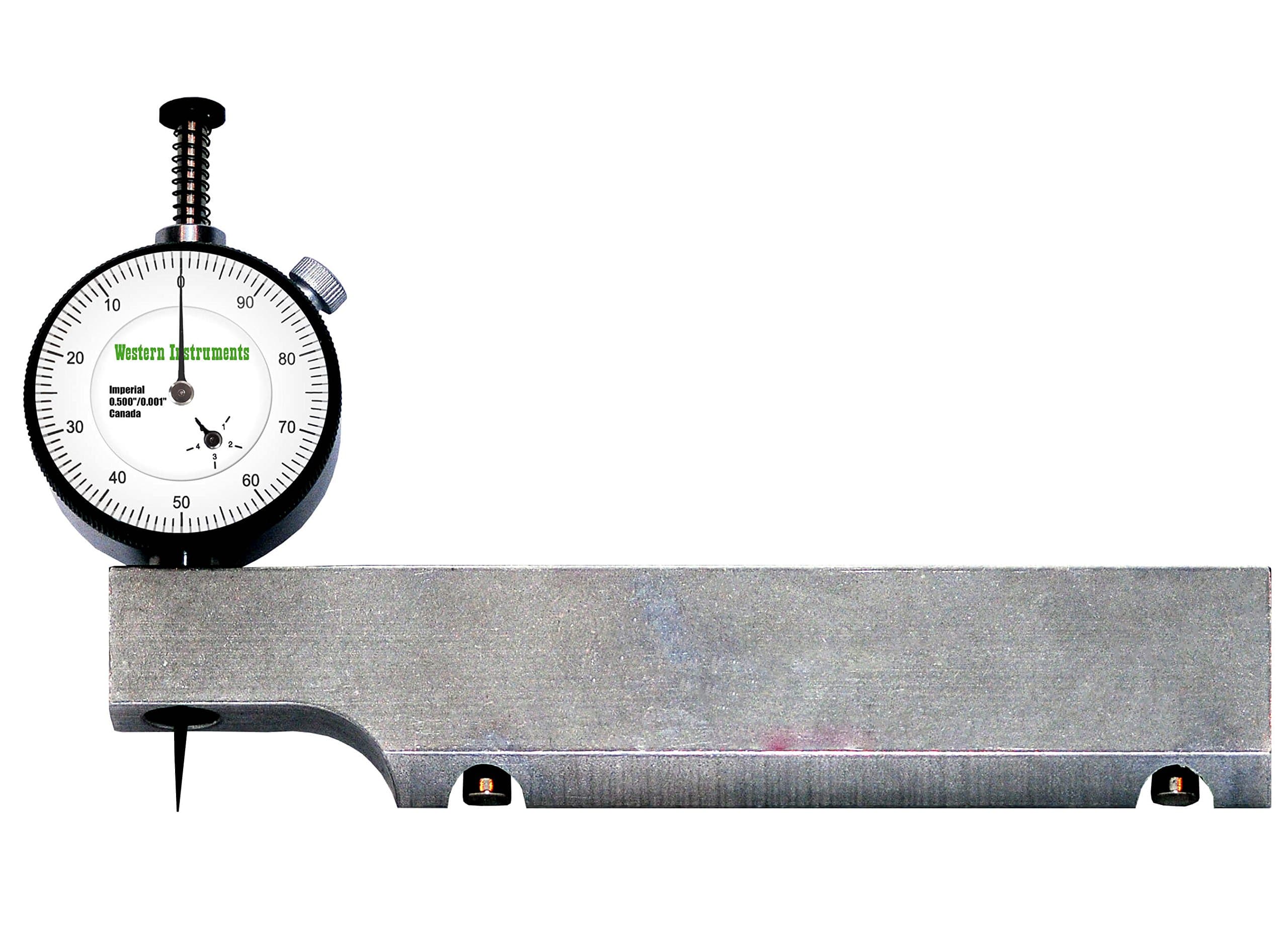 Western Instruments N88-6M-I Reaching Plus Magnetic Pit Gauge with Inch Dial Indicator, Range: 0.0-0.5", Resolution: 0.001", Dial Diameter: 1.4", 6" (152mm)