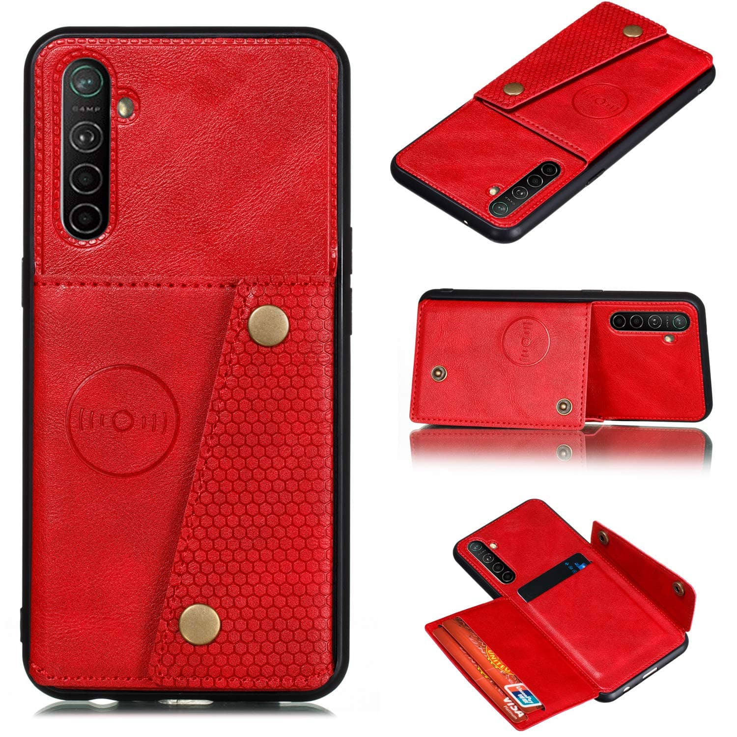 Case for Oppo Realme X2 Case Cover,with Card Slot Case for Oppo K5 / Realme X2 RMX1992 Case Cover Red
