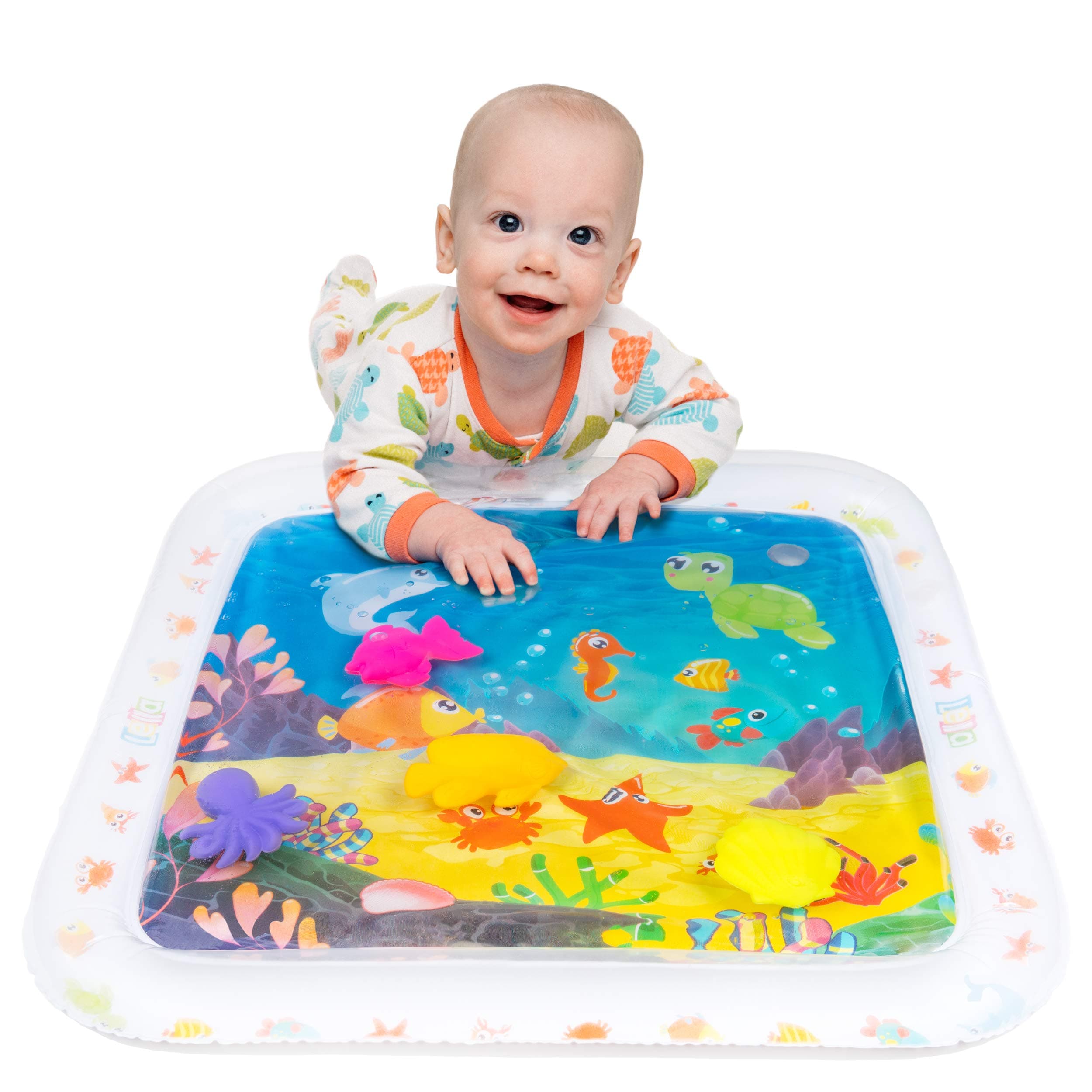 Lella Baby & Toddler Toys - Inflatable Tummy Time Water Play Mat - Sensory Developmental Activity and Play Center - Perfect for Baby, Infant and Toddlers Growth and Stimulation - BPA Free