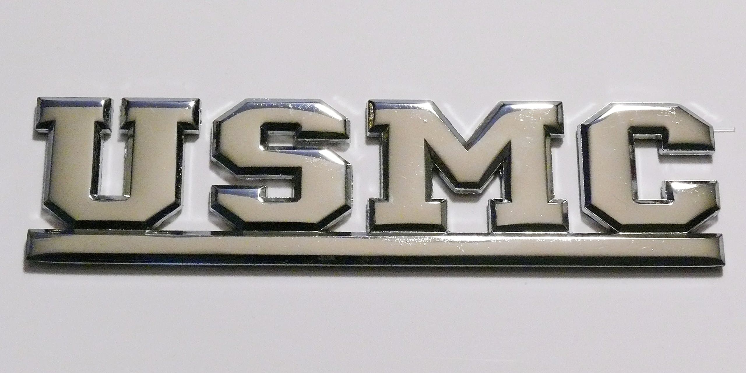 USMC Emblem - Chrome Electroplated Die Cast Metal - 6.0"W x 1.5"H x .125"D
