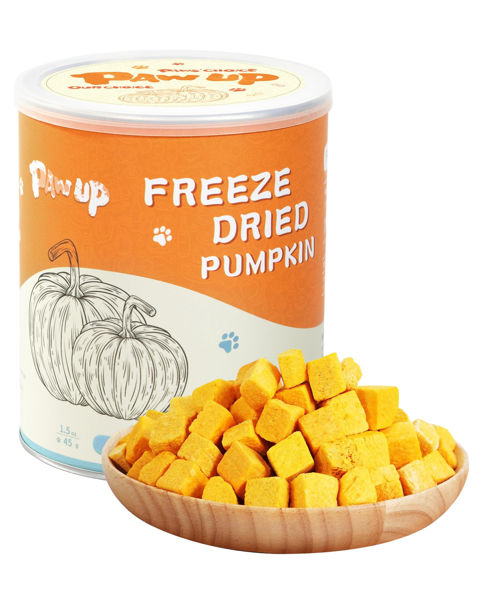 Freeze-Dried Pumpkin Treats for Dogs & Cats – High Fiber, Single Ingredient Natural Snacks for Digestion & Gut Health, Healthy Food Toppers, 1.58 oz