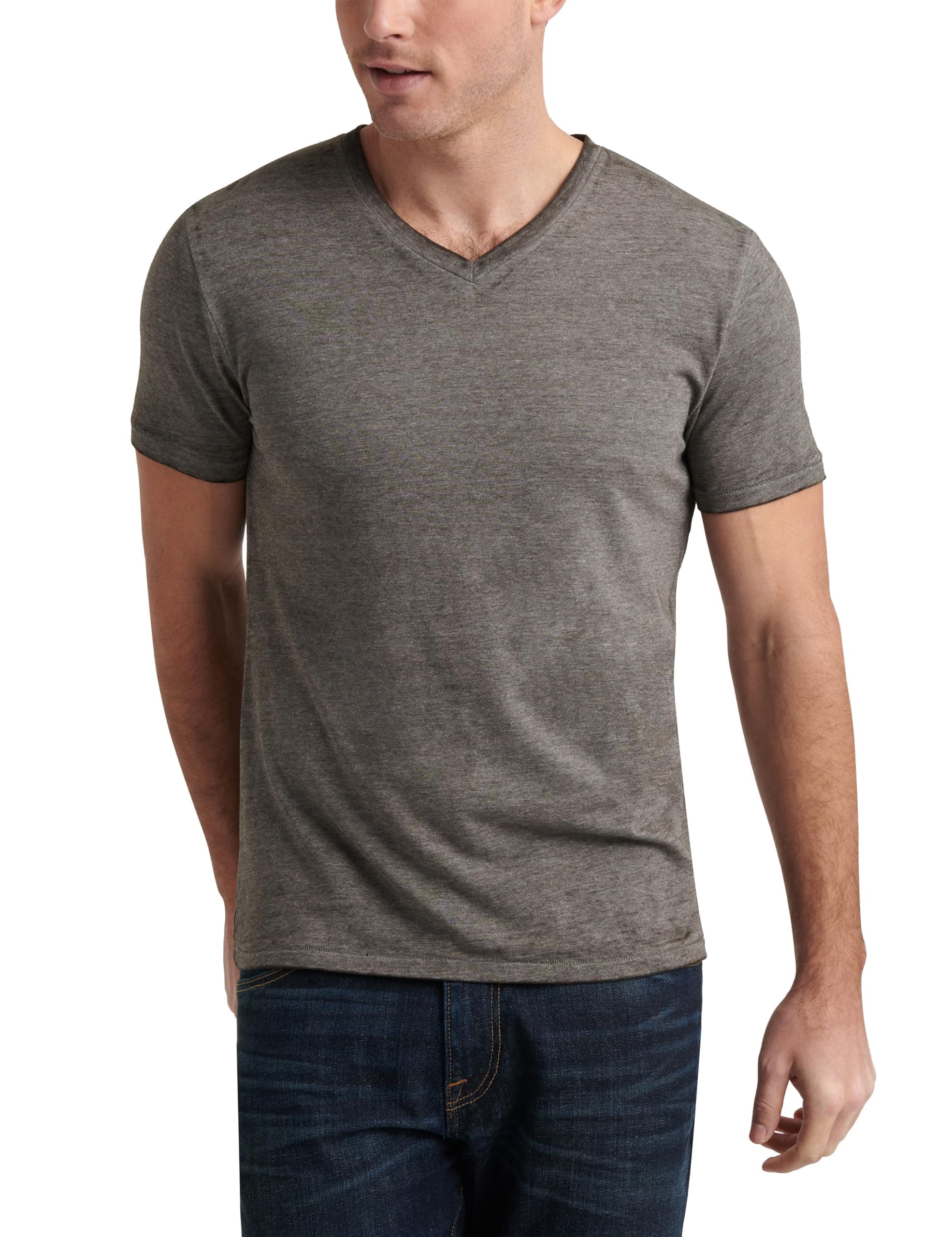 Lucky Brand Men's Venice Burnout V-Neck Tee Shirt T, Black Mountain, M