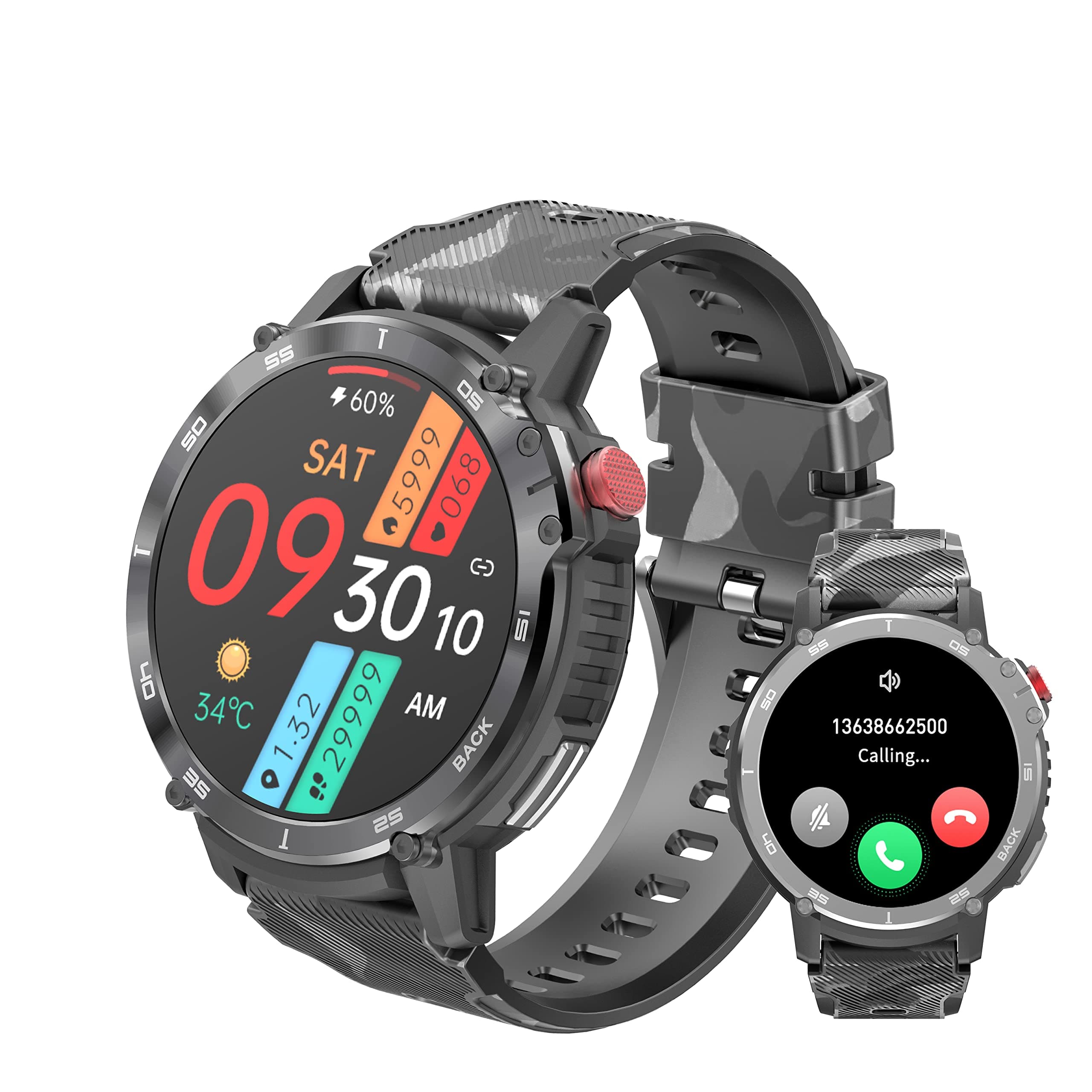 erised's bifrost Man's Smart Watch for Blood Oxygen,w/Heart Rate&Sleep Monitor/Fitness Tracker/Midnight Case/Full Touch Screen,Ip68 Waterproof,Sport Band,Bluetooth Call for Android/IOS Phones