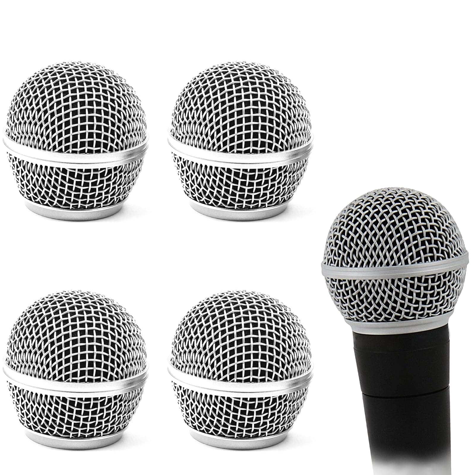 4 Pack SM58 Microphone Head Replacement Standard Size Grille Mic replacement with Foam