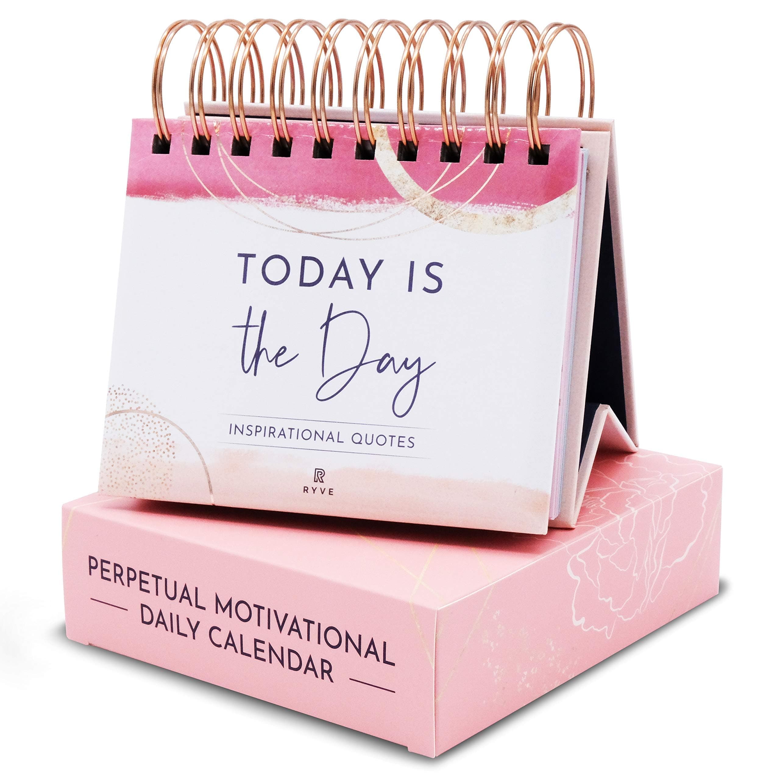 RYVE Motivational Calendar - Daily Flip Calendar with Motivational Quotes - Inspirational Love Gifts for Women, Office Décor/Office Gifts, Desk Decorations For Women, Pink