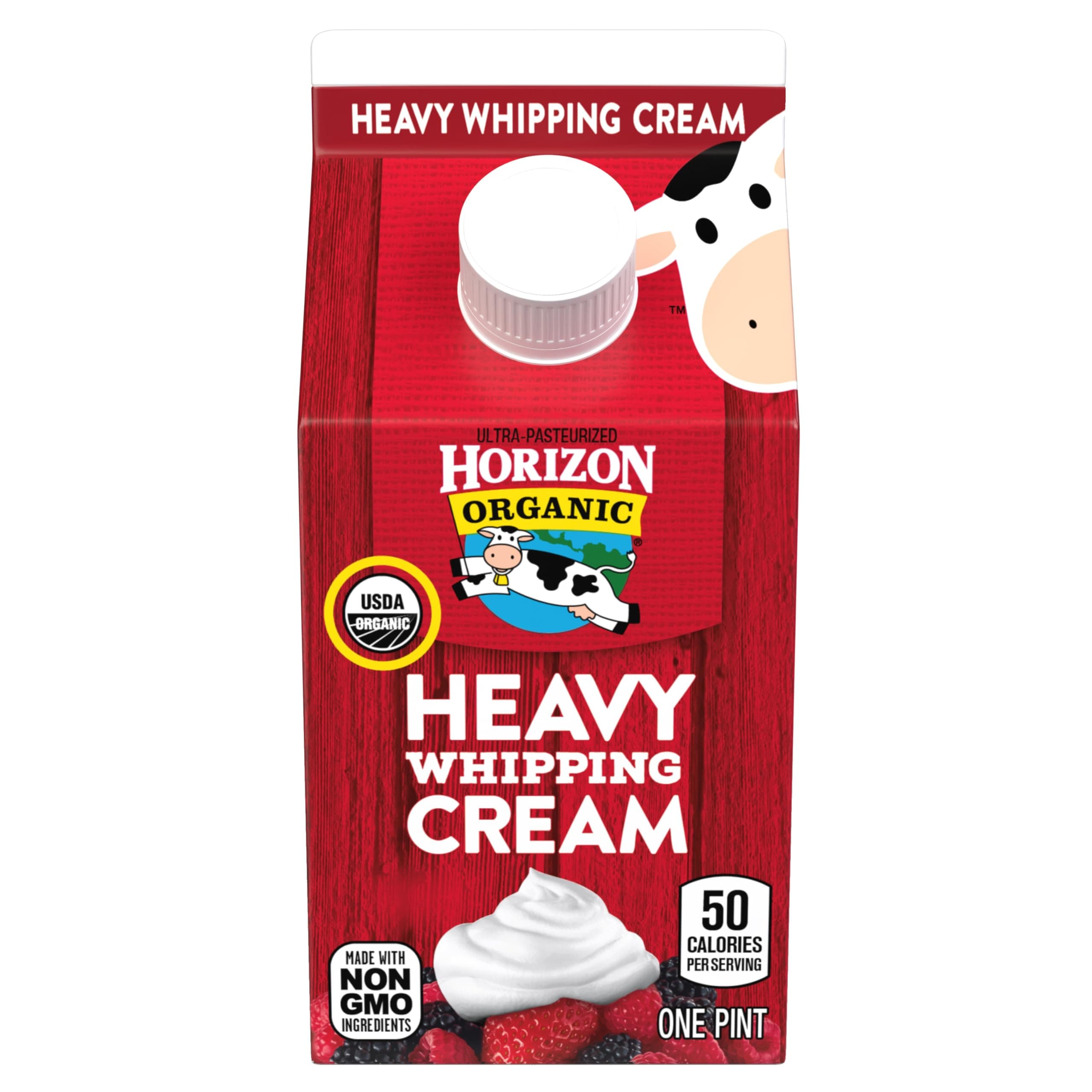 Horizon Organic Heavy Whipping Cream, Great for Making Organic Whipped Cream Topping and Cold Foam for Coffee, 16 fl oz Pint Carton​