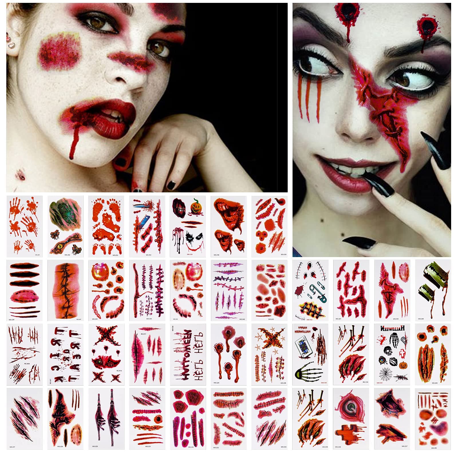 NiHome 40PCS Halloween Temporary Tattoos