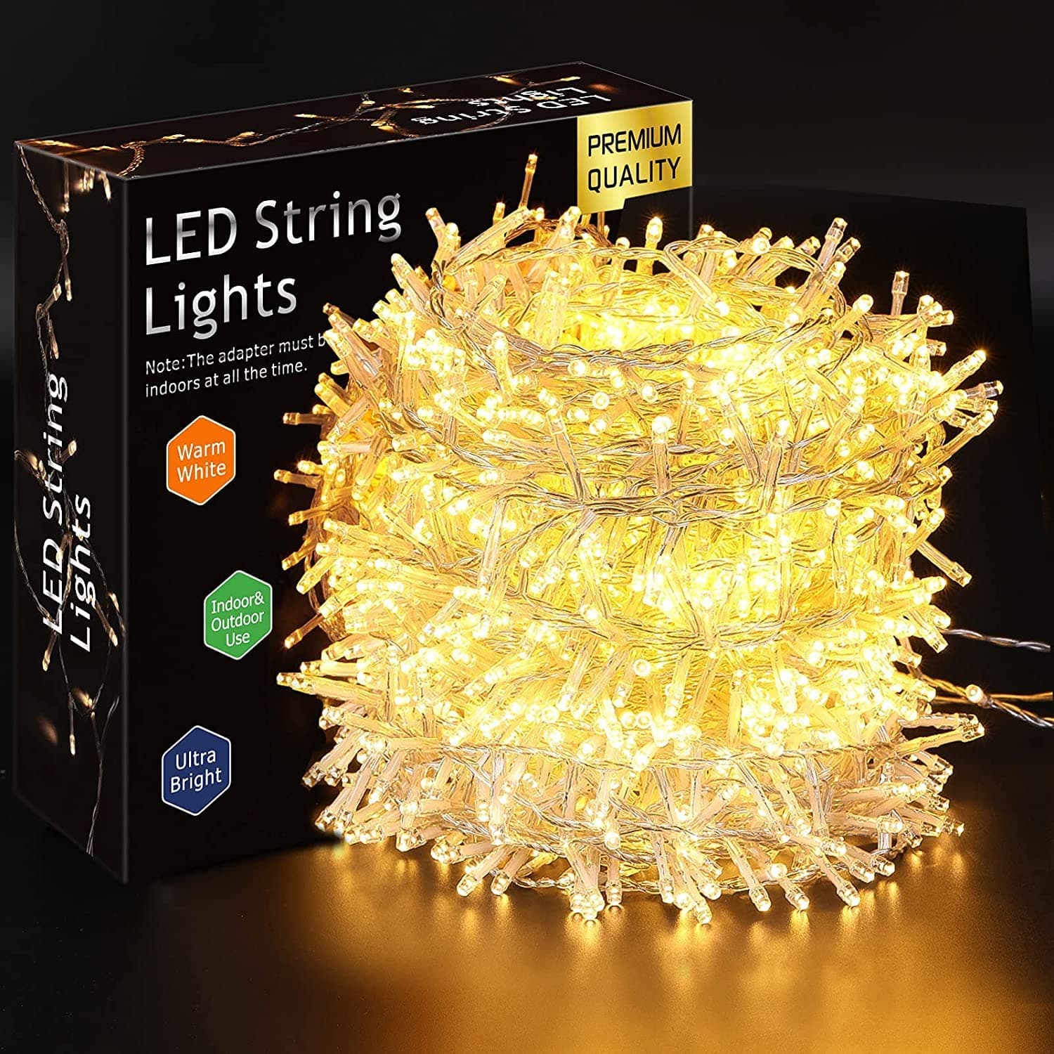 Gesto Warm White Led Serial String Lights – Waterproof Copper Wire Yellow Fairy Lights for Home Decoration,Christmas, Deepawali & Diwali Decoration Lights for Balcony Outdoor (19 Meter | Pack of 1)