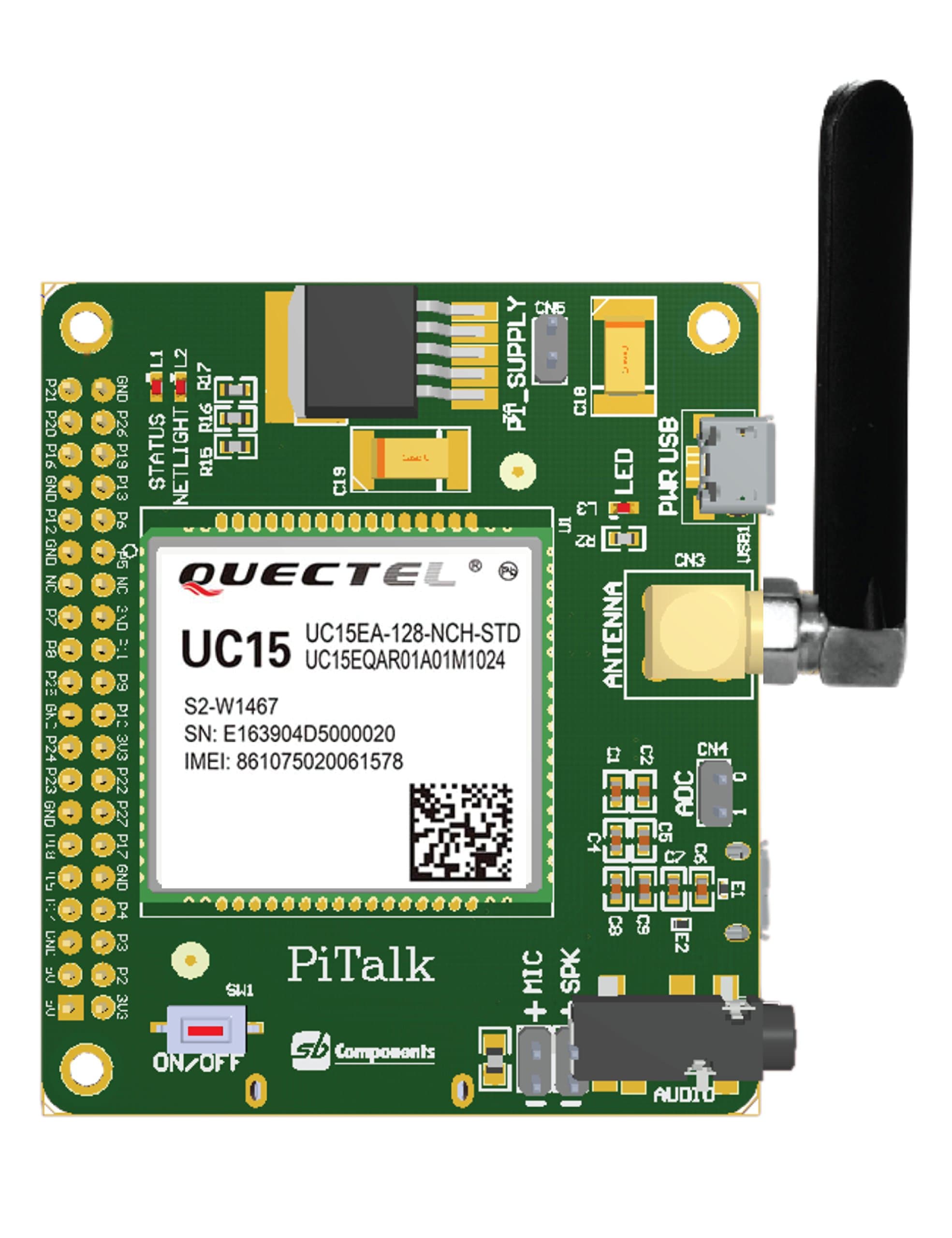 PiTalk - 3G IOT Enabled & Modular SmartPhone Hat for Raspberry Pi, 3G/GSM Shield for Raspberry Pi (EU and International)