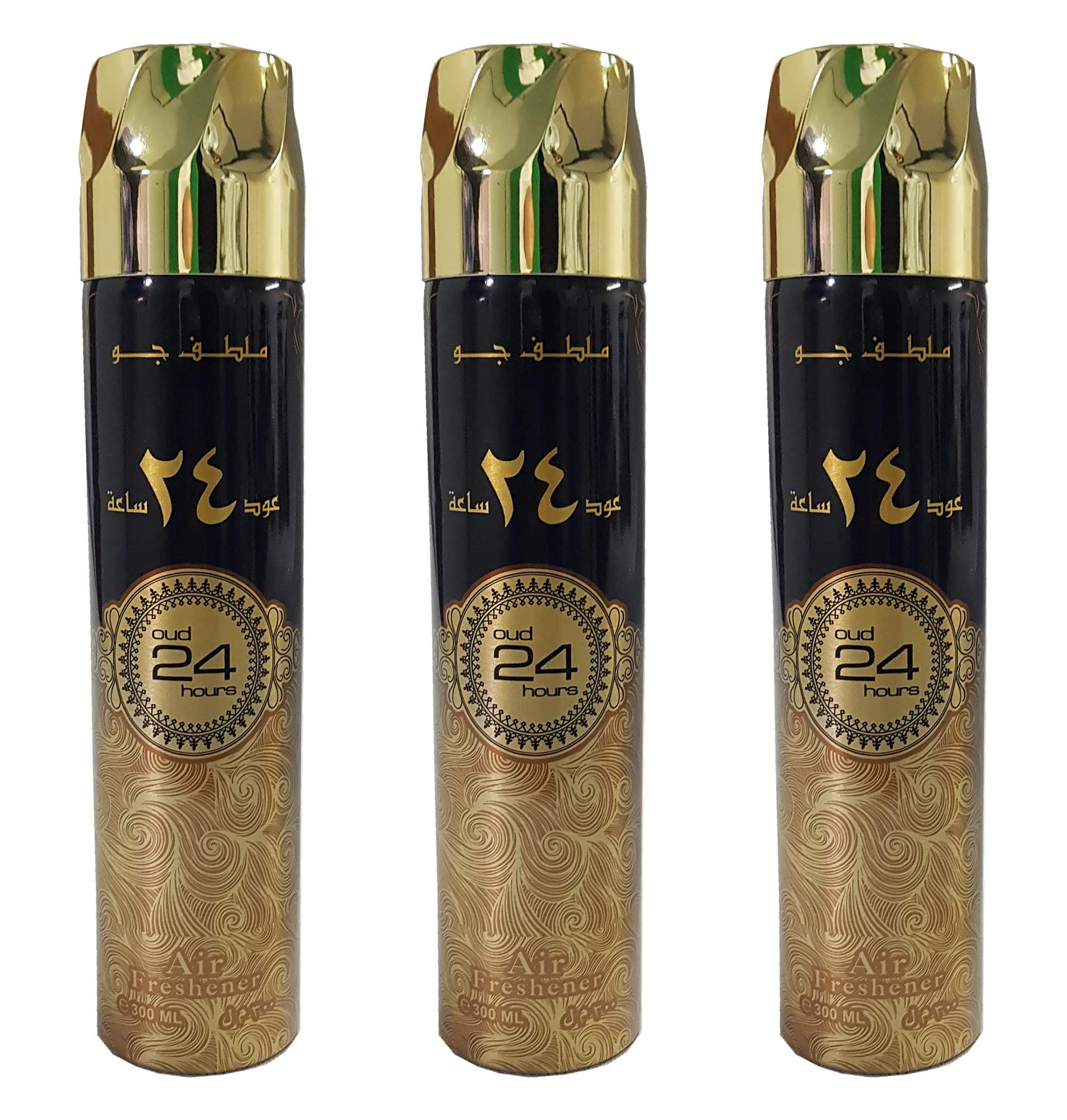 Room Spray Air Fresheners Oud/Musk/Woody/Rose Scent Perfume for Home/Car/Office Pack of 3Pcs of 300ml Sprays from UAE (Oud 24 Hours)