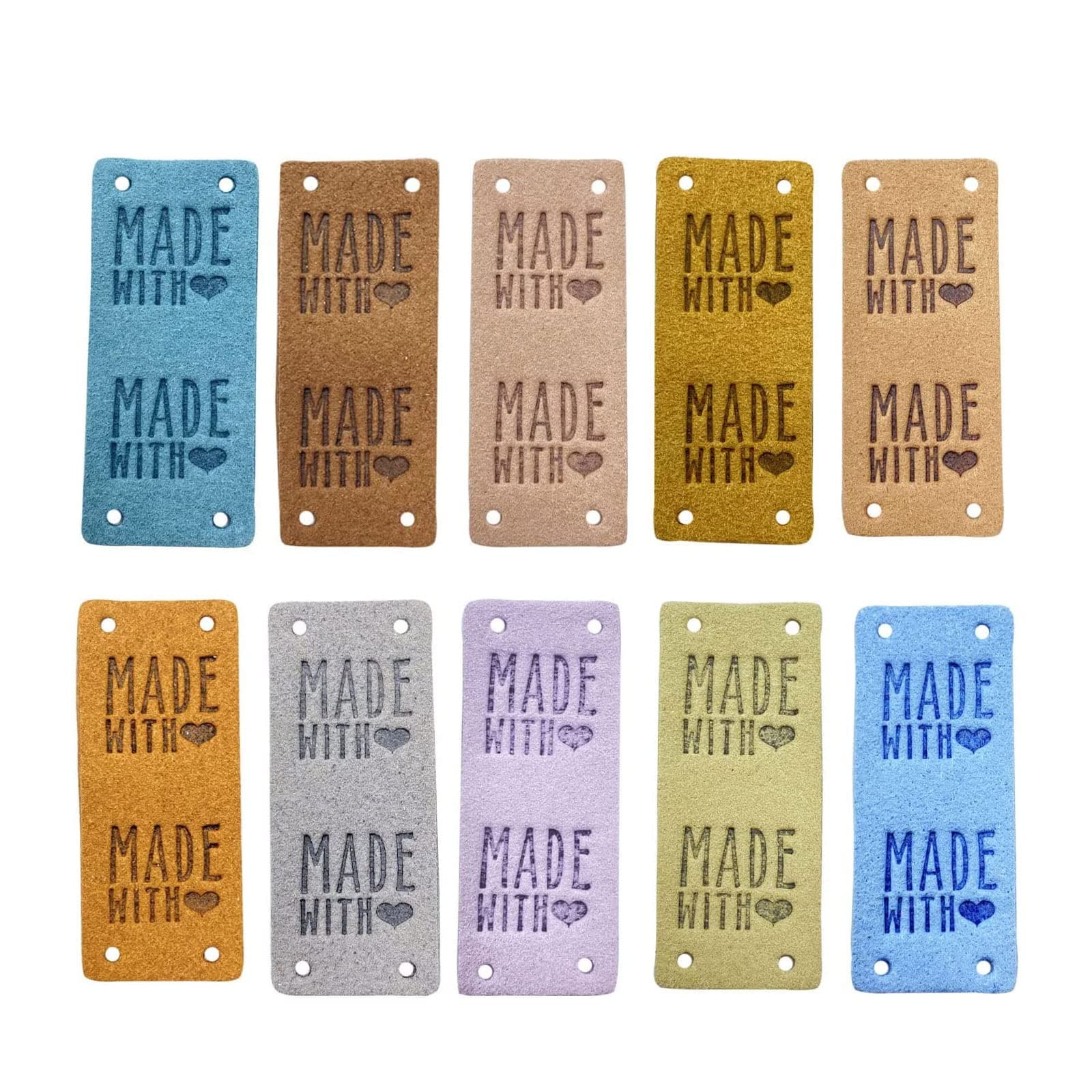 50 Pcs PU Leather Label Faux Leather Handmade Sew on Tag Label Handmade Embossed Tag Embellishment Crochet Knit DIY Jeans Bags Shoes Hat(MWL, 10c)