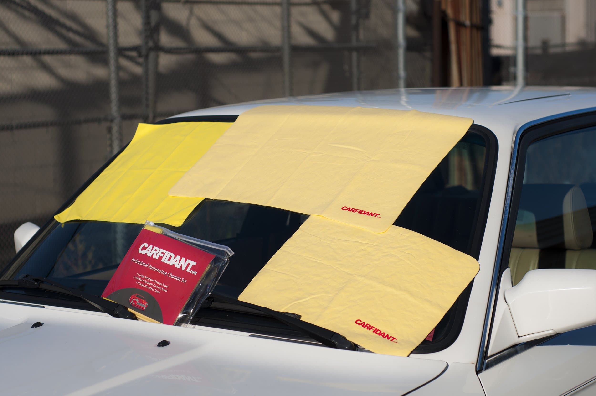 Carfidant Large Car Drying Towel Chamois + Microfiber Cloth Kit (3 Pack) for Car Washing Drying and Automotive Detailing - Includes Two Shammies + Microfiber Cleaning Cloth!