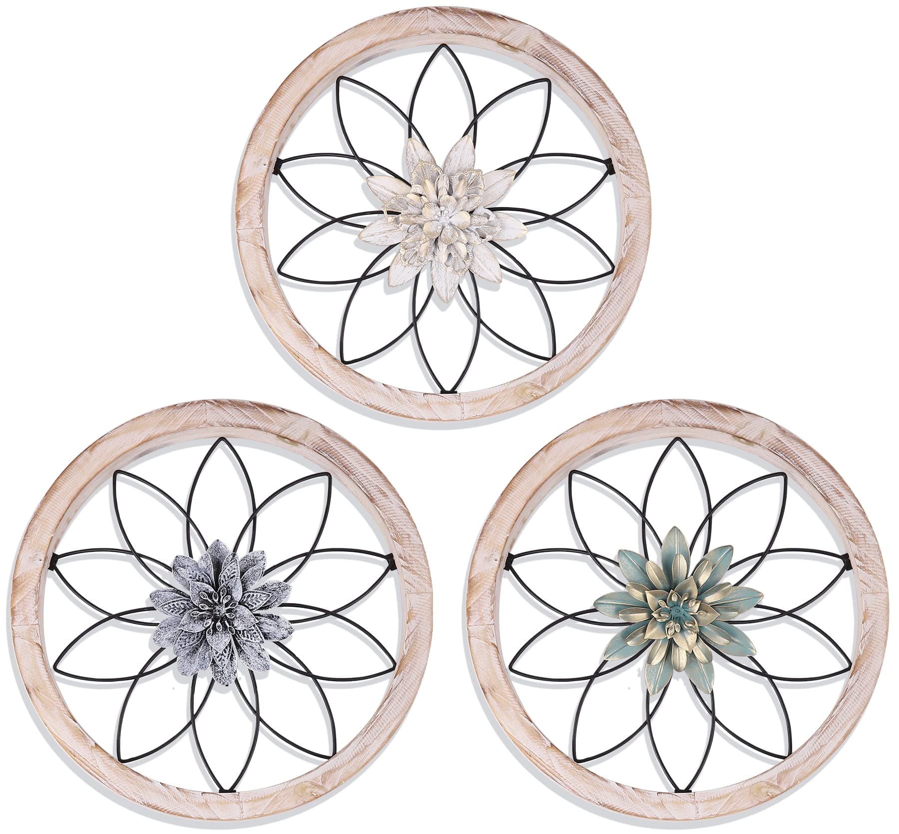 FGstyle 3 Pieces Ultra-thick Farmhouse Wall Decor Rustic Home Decor Farmhouse Hanging Decoration for Outdoor,Bedroom, Living Room, Bathroom, Kitchen,Indoor(12×12inch)