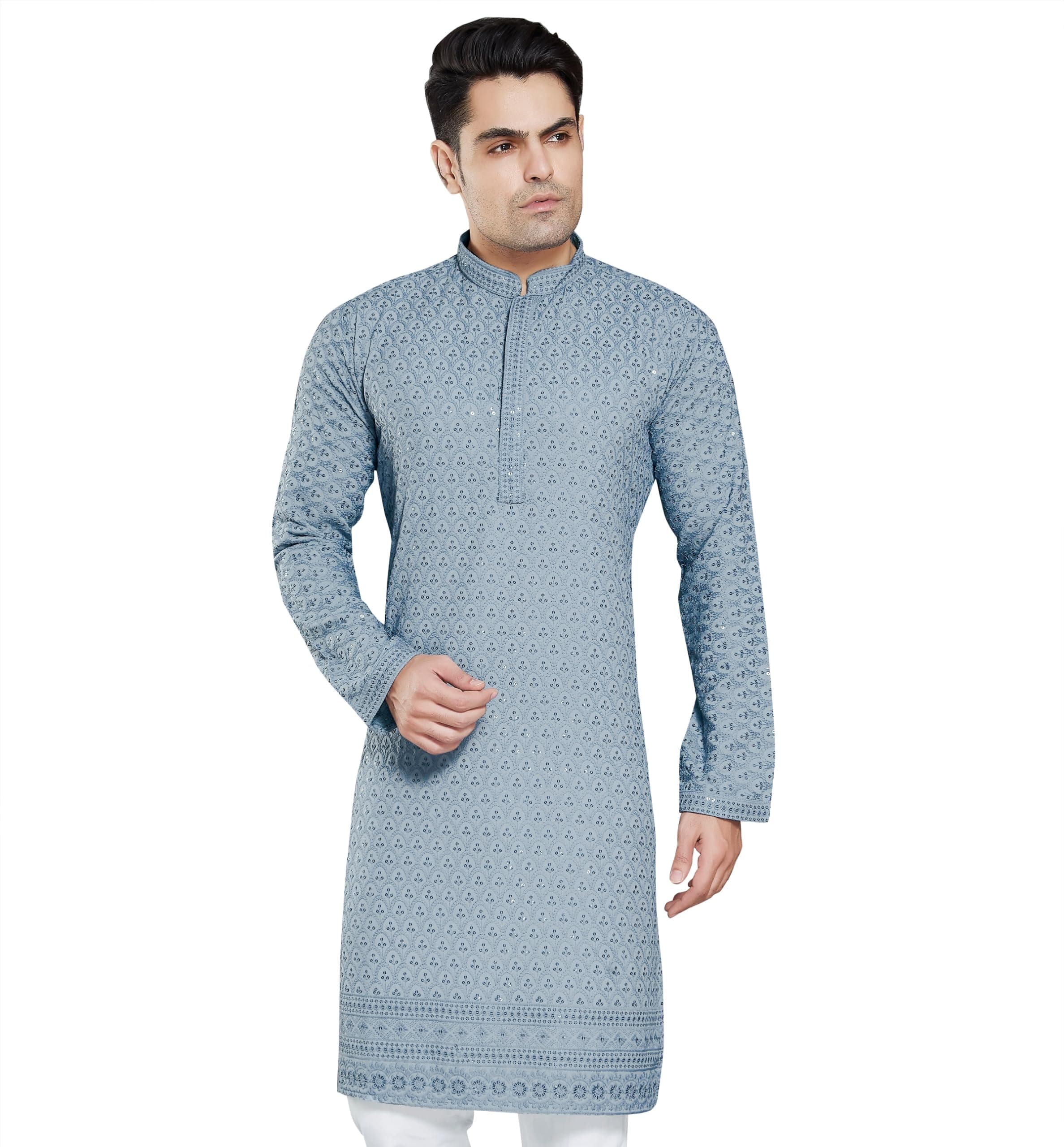 DIVISIVE Men’s Cotton Blend Kurta with Embroidery and Sequins