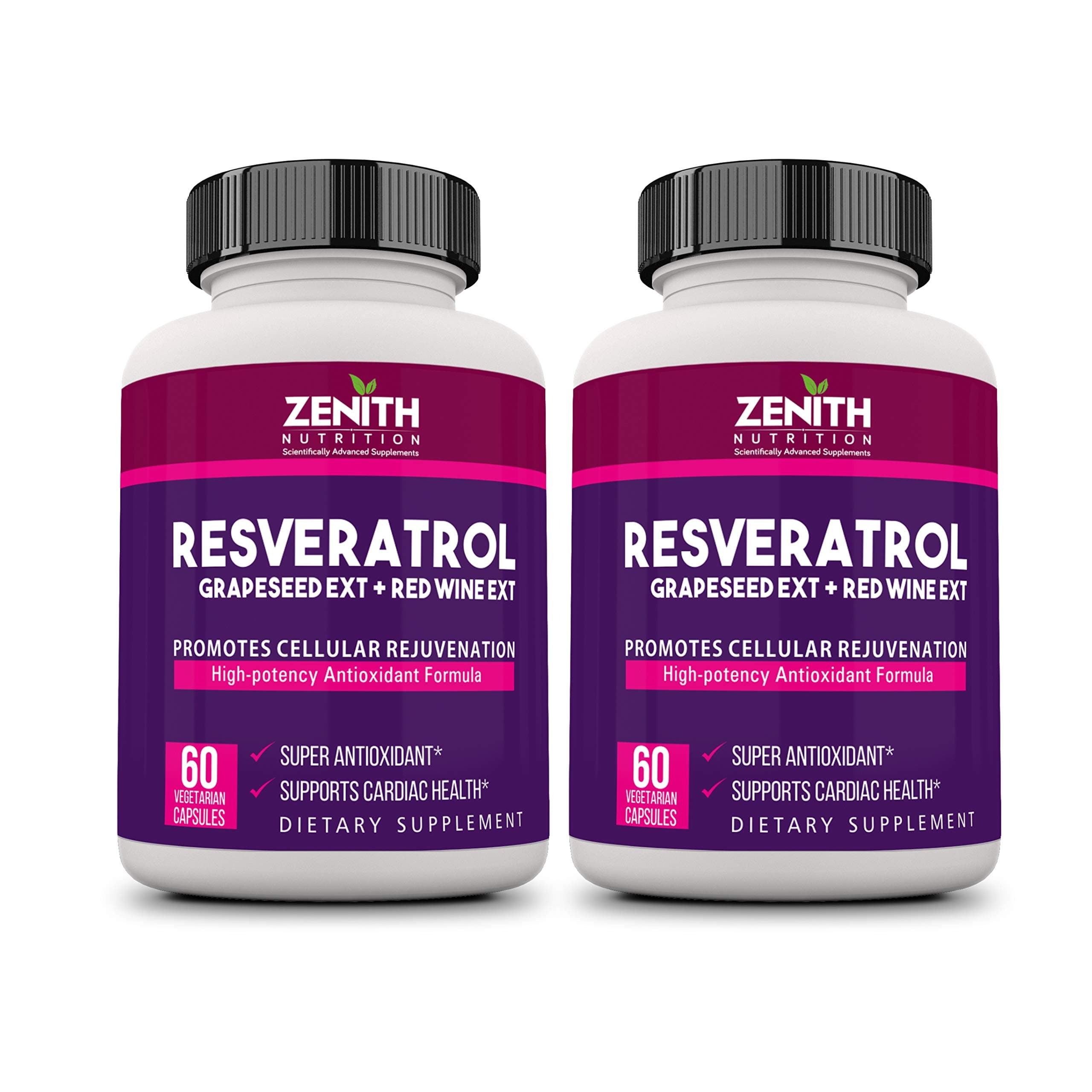 Resveratrol,Grapeseed Ext & Redwine Extract - 120 Capsules (60 Capsules X 2 Bottles)