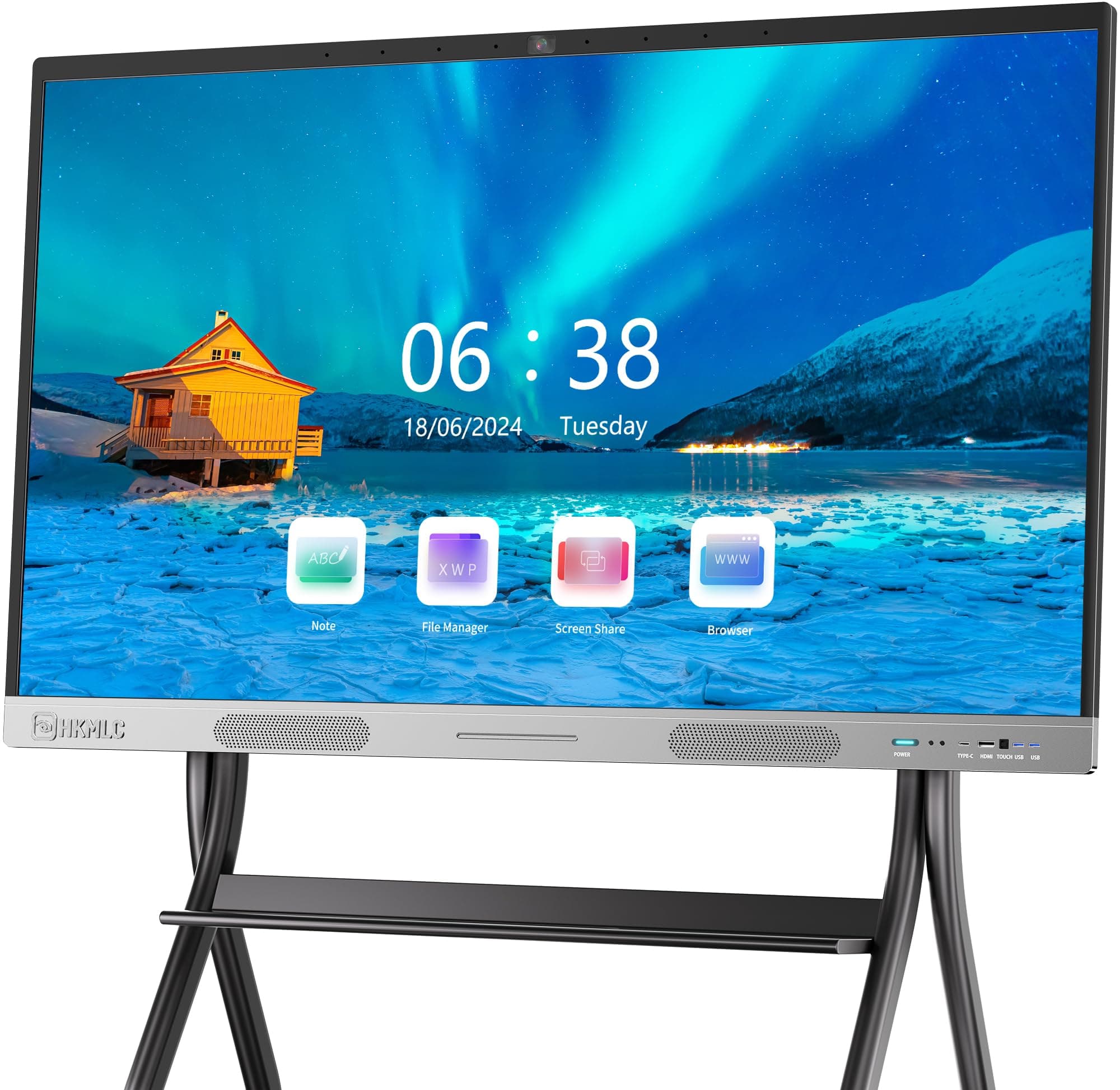 HKMLC Smart Board, 55" Interactive Whiteboard Built-in 4800MP Camera, All-in-One Digital Whiteboard with 4K UHD TouchScreen for Classroom Home Business Office (Wall Mount Included)