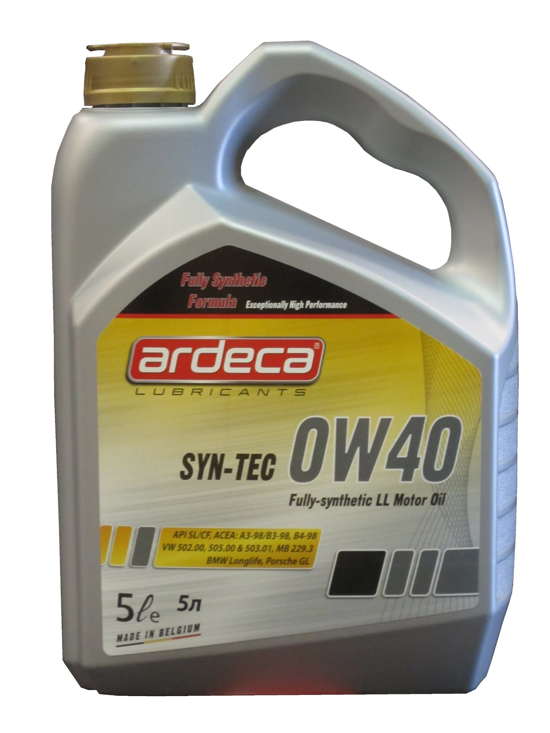 Ardeca Syn-Tec 0w-40 Fully Synthetic Motor Oil 5 Liters Made in BELGIUM