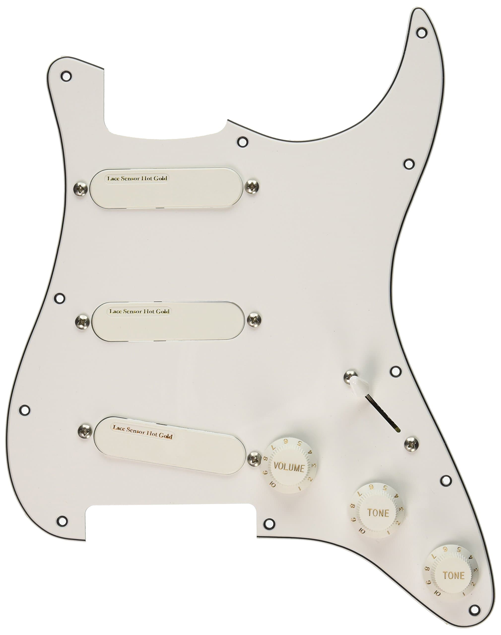 Lace Hot Gold Sensor with Hot Bridge Loaded Pickguard White with White Pickups