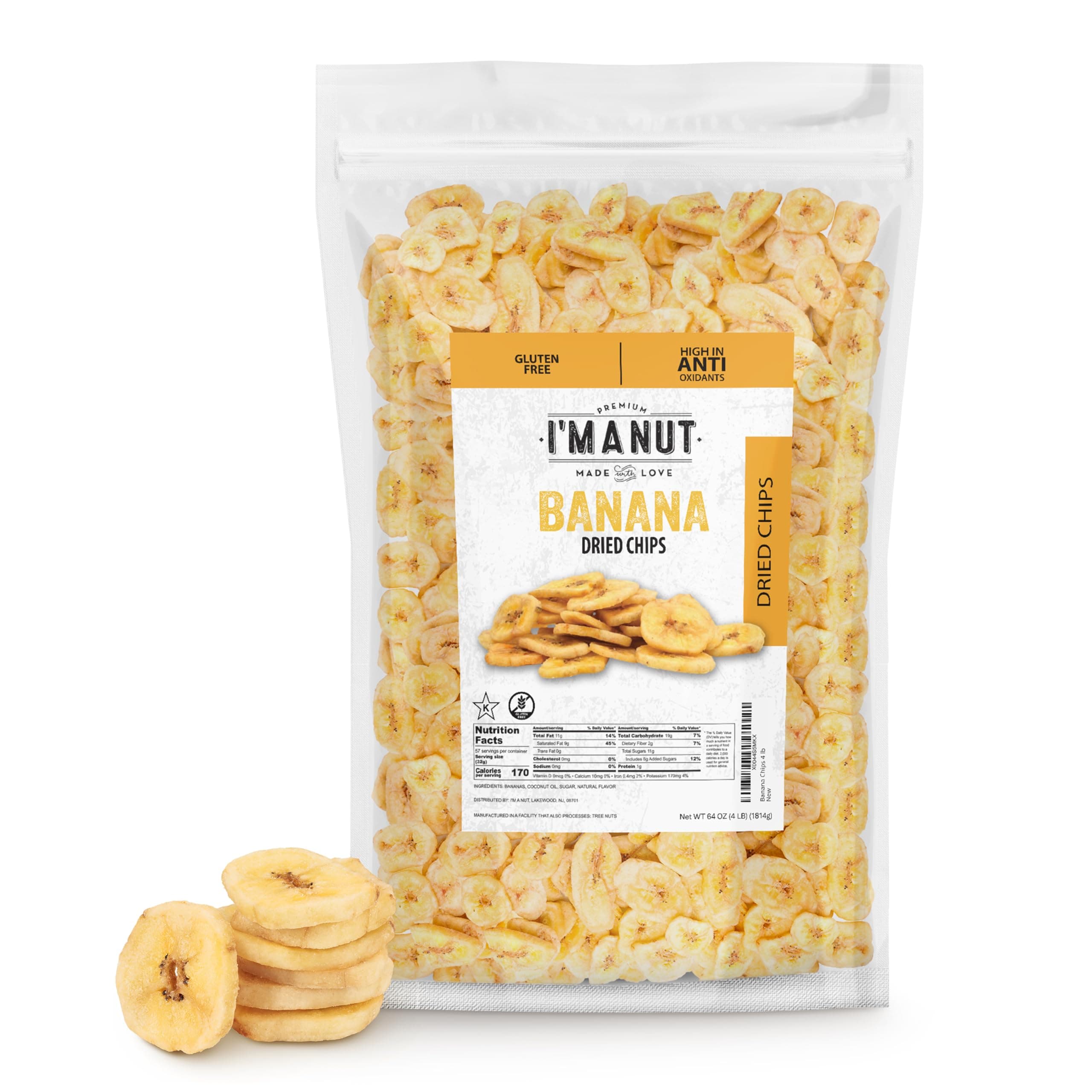 Premium Dried Banana Chips 16oz | Non-GMO, Batch Tested Gluten & Peanut Free | Ethically Sourced for Guilt-Free Snacking | Fresh, Crispy & Sweetened for Delicious Flavor
