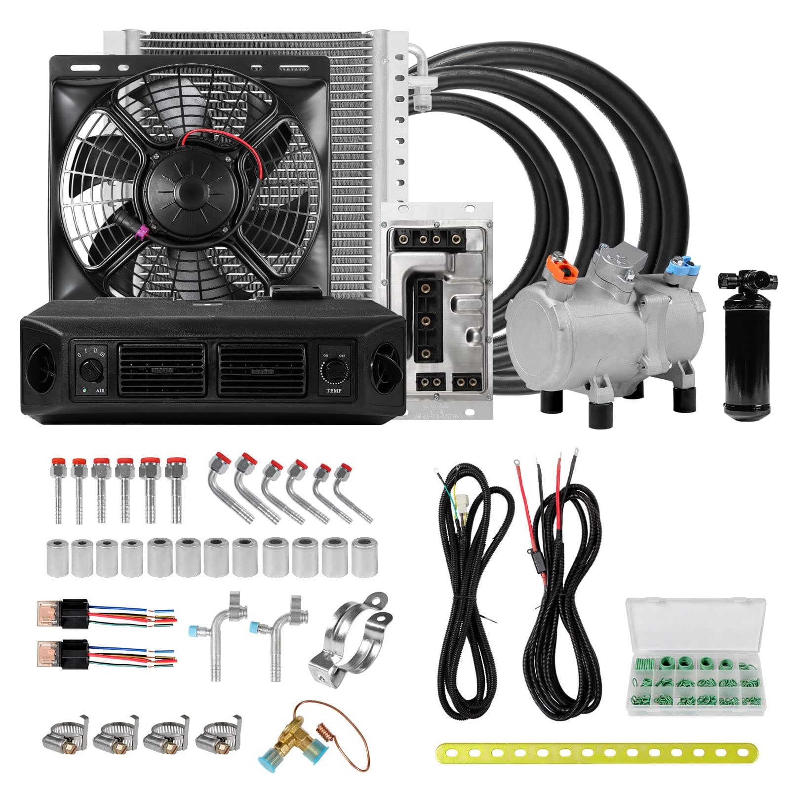 Universal A/C System for Cars, Trucks, Vans, Classic Cars, Pickup Trucks - 12V Air Conditioning Compressor Kit (Single Cold)