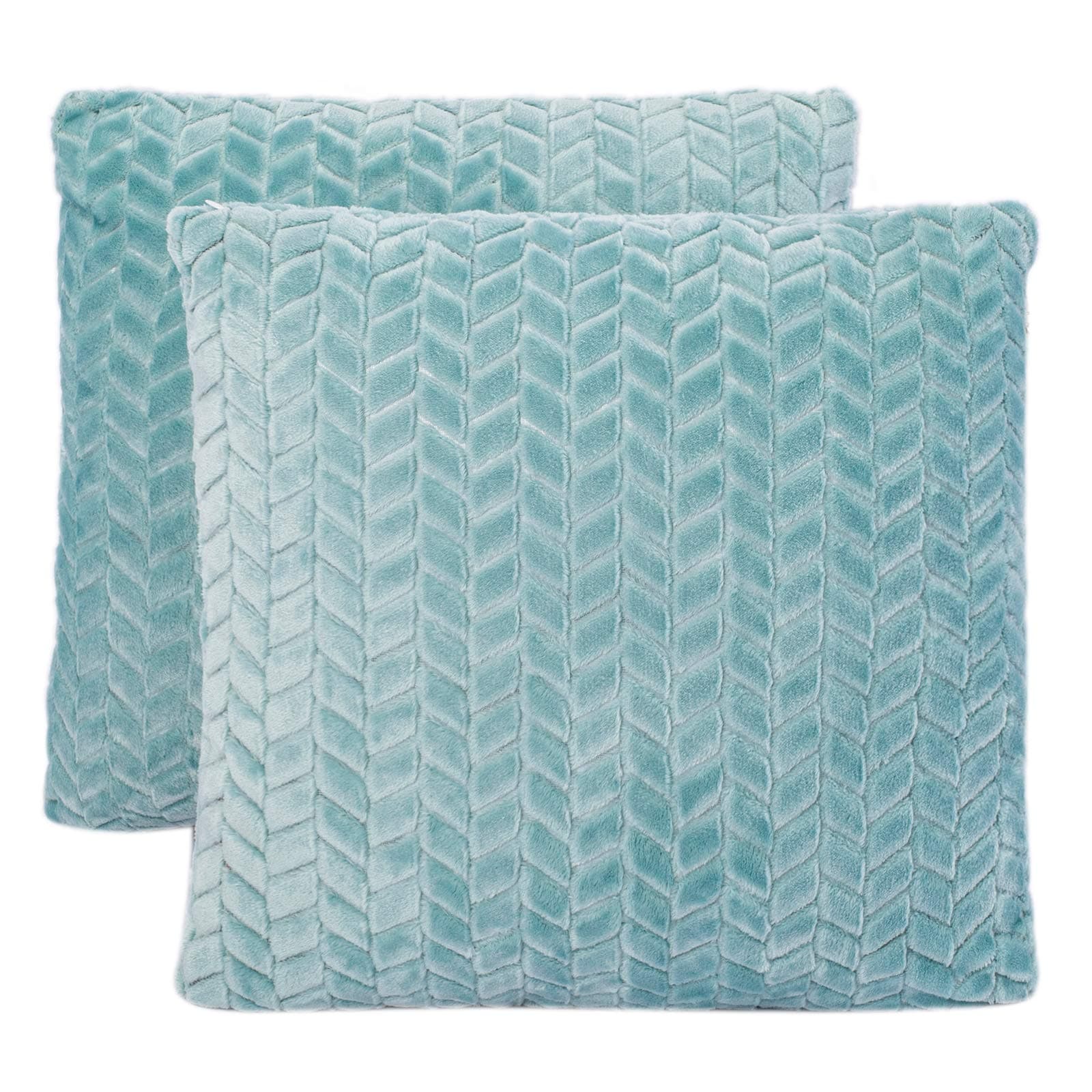 WONDER MIRACLE Pack of 2 Throw Pillow Covers, Decorative Square Pillowcase, Soft Solid Cushion Case for Sofa Bedroom or Car (18" x 18", A-Light Green)