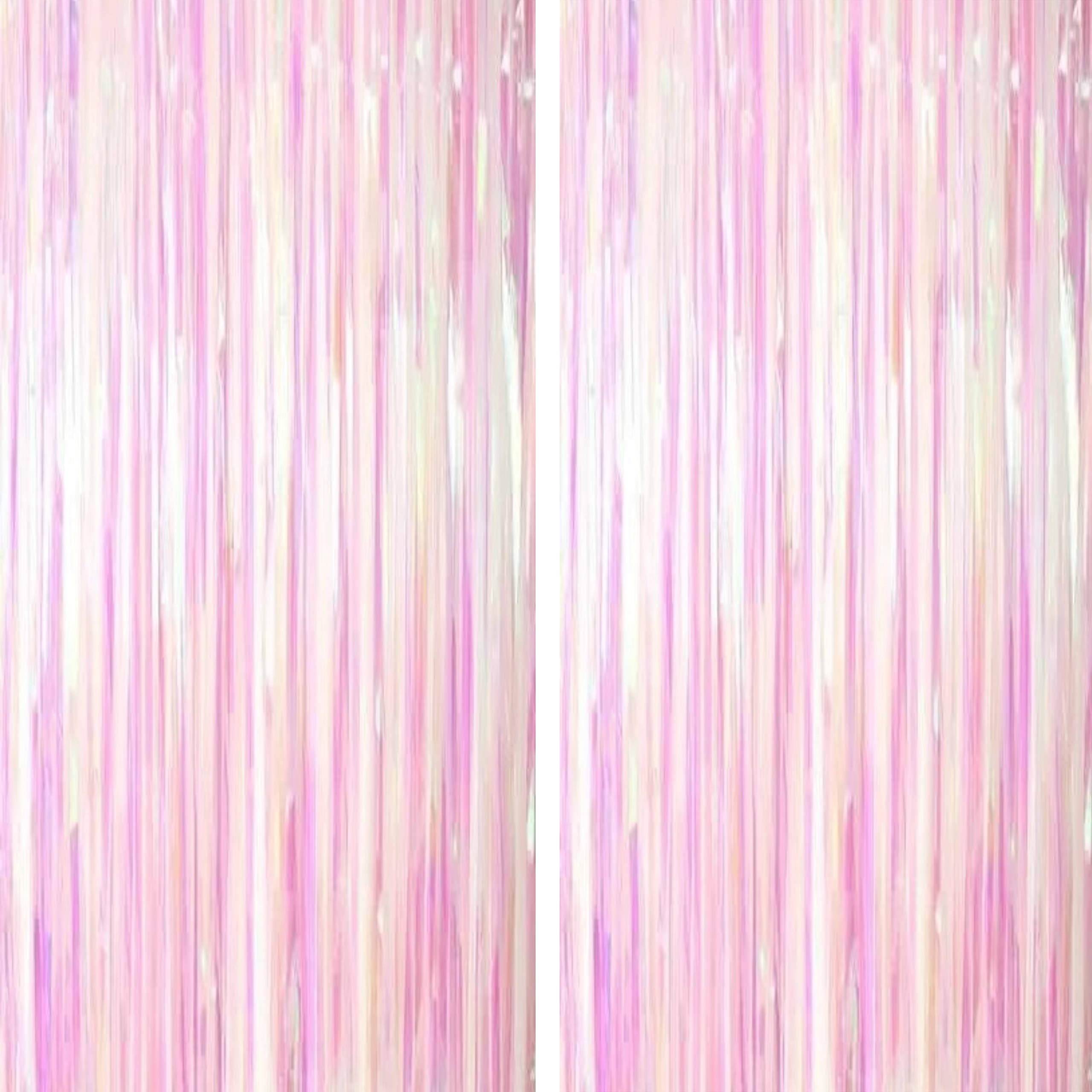 Iridescent Party Tinsel Foil Fringe Curtains - Iridescent Transparent Metallic Curtain for Happy Birthday Baby Shower Wedding Bachelorette Christmas Party Decor Photo Booth Backdrops Decorations, 2pc