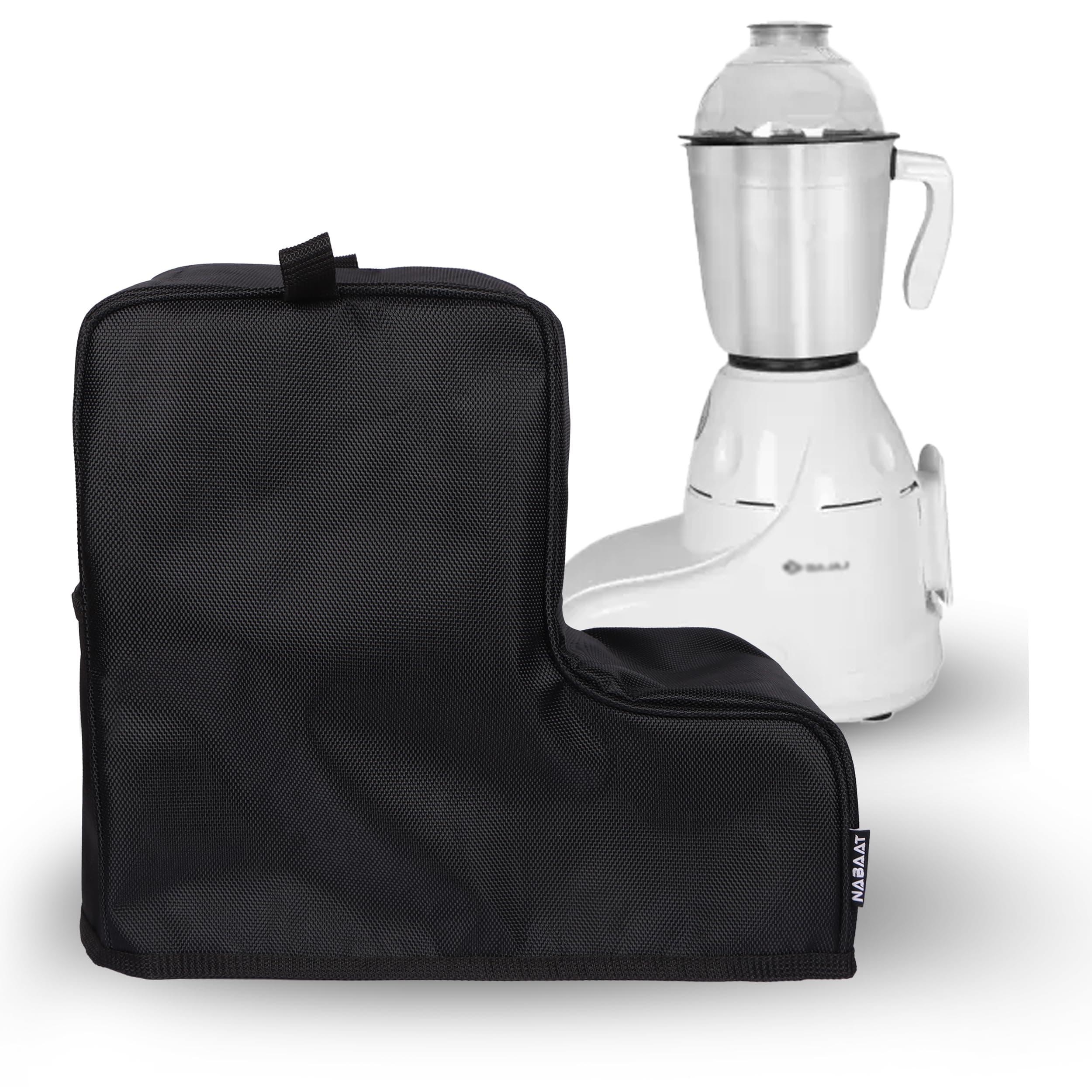NABAAT PVC Polyester Waterproof Dust Cover for 'L' Type Mixer Grinders for Kitchen Table Top Standard Size with Pocket, Black (10"X 7"X 12")
