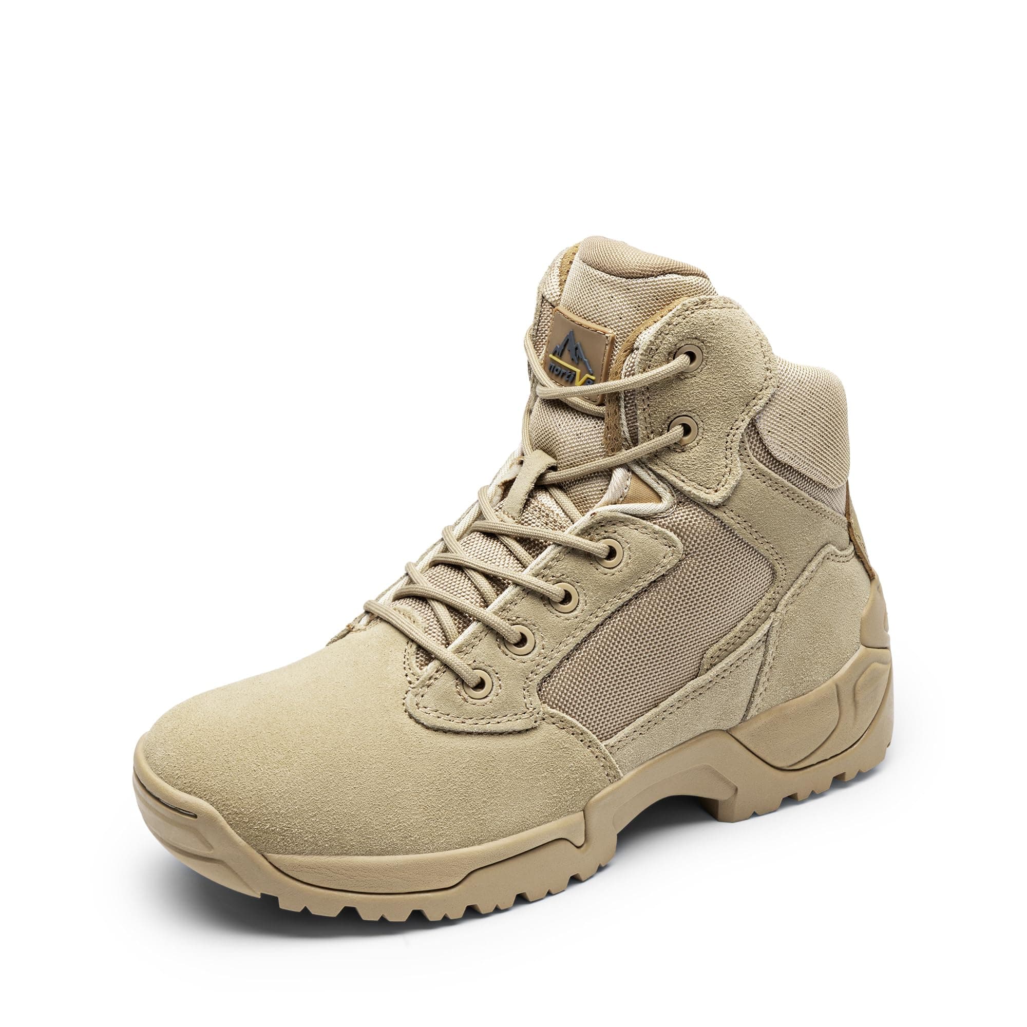 NORTIV 8 Mens Military Tactical Work Boots Side Zip Outdoor Hiking Leather Motorcycle Combat Boots