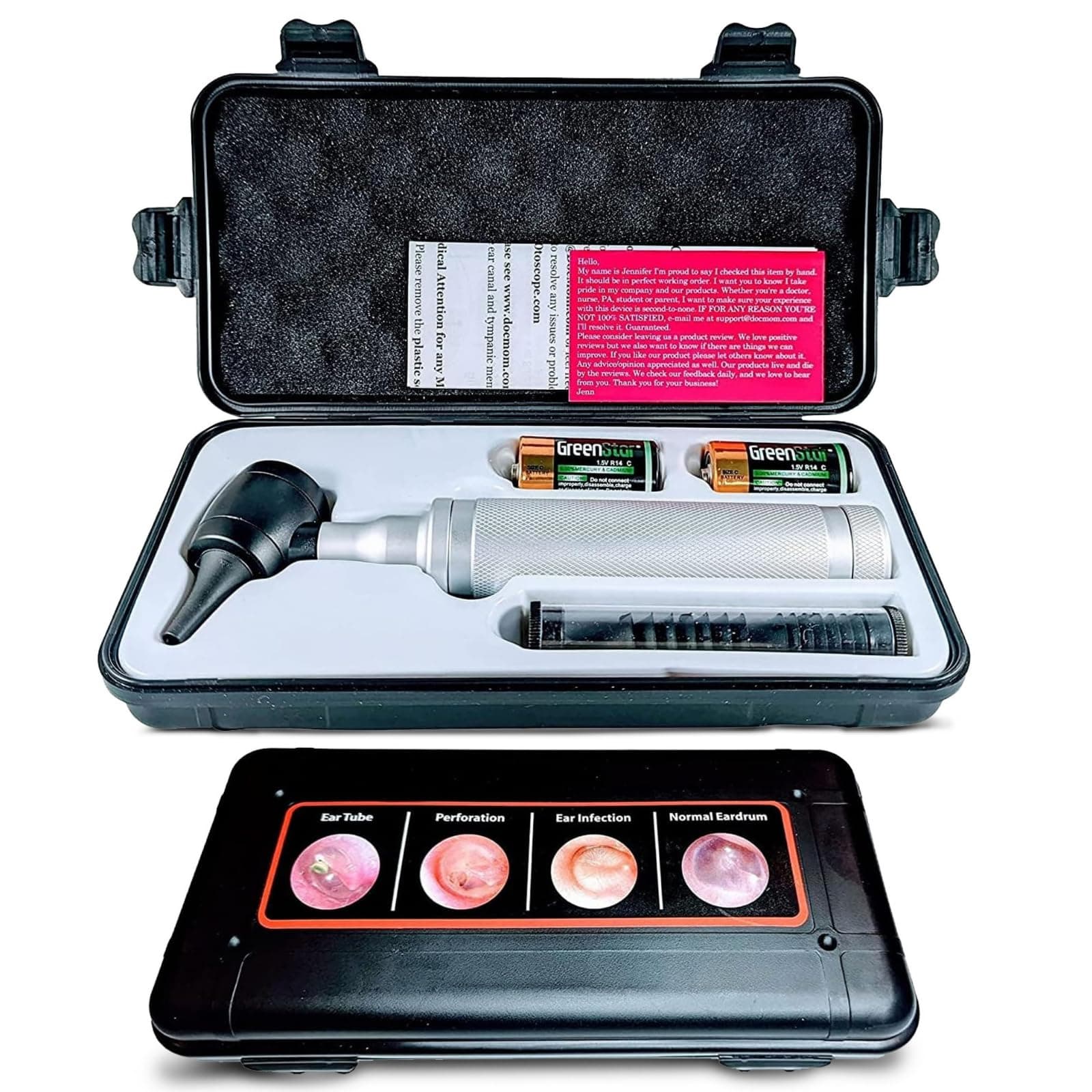 5th Gen Dr Mom Professional Otoscope - Full-Size with Our Largest Lens, Complete with Batteries and Hard Travel Case