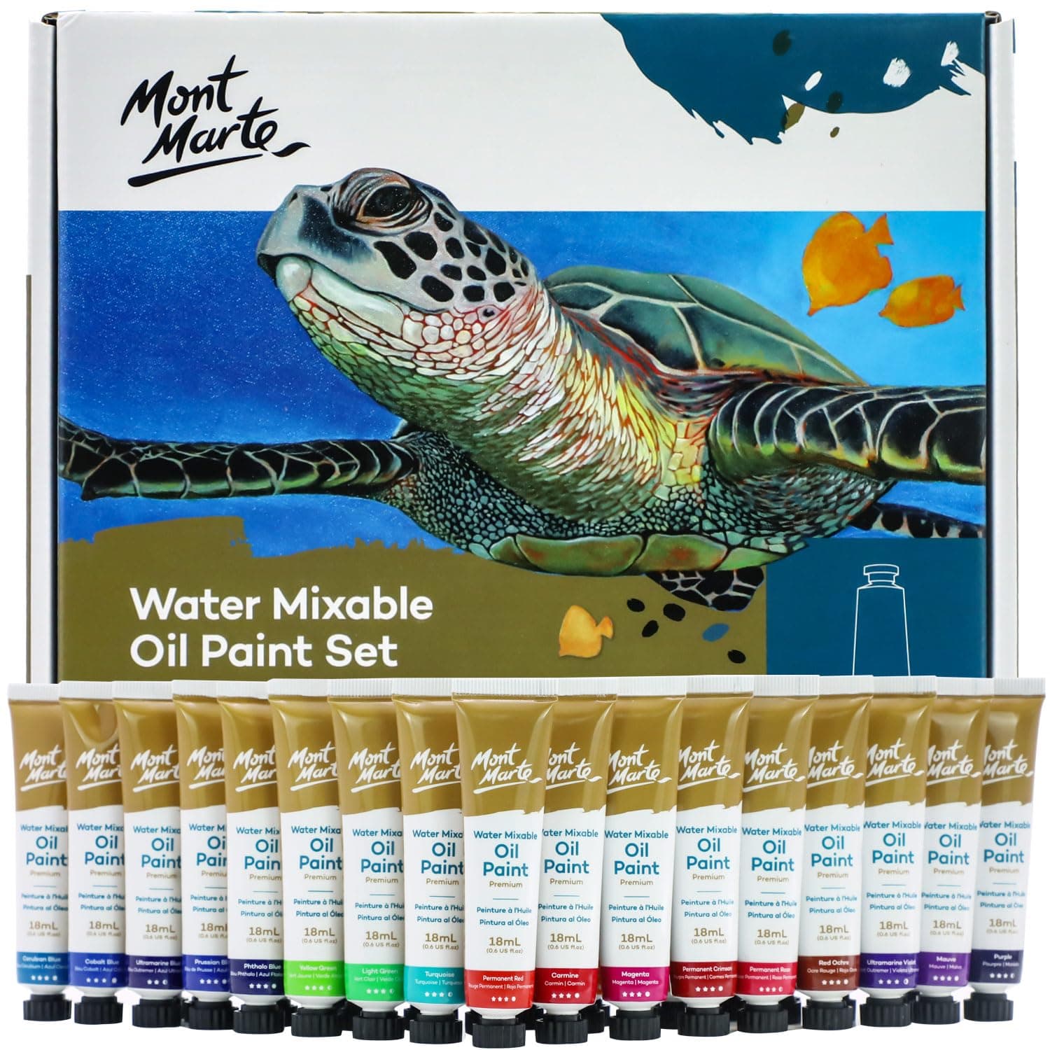 MPOW3618 Water-Soluble Oil Paint, Diluted with Water, 1.2 x 0.6 fl oz (36 Colors x 18 ml), Water Mixable OIL Paint Set, Satin Finish